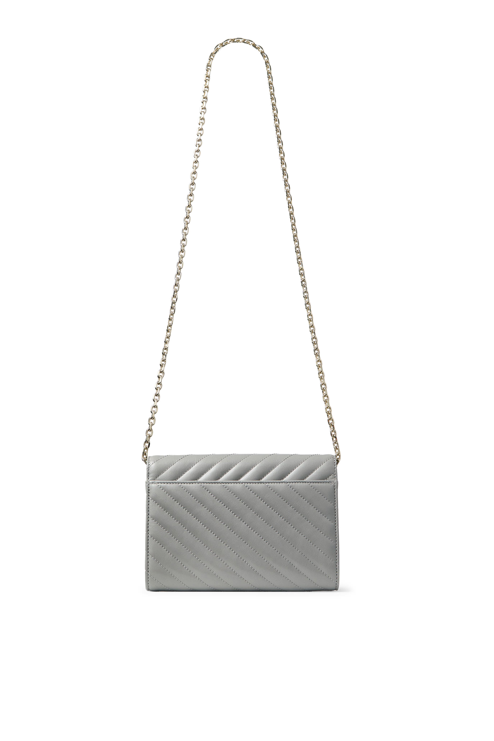  Curve Leather Clutch with Chain 