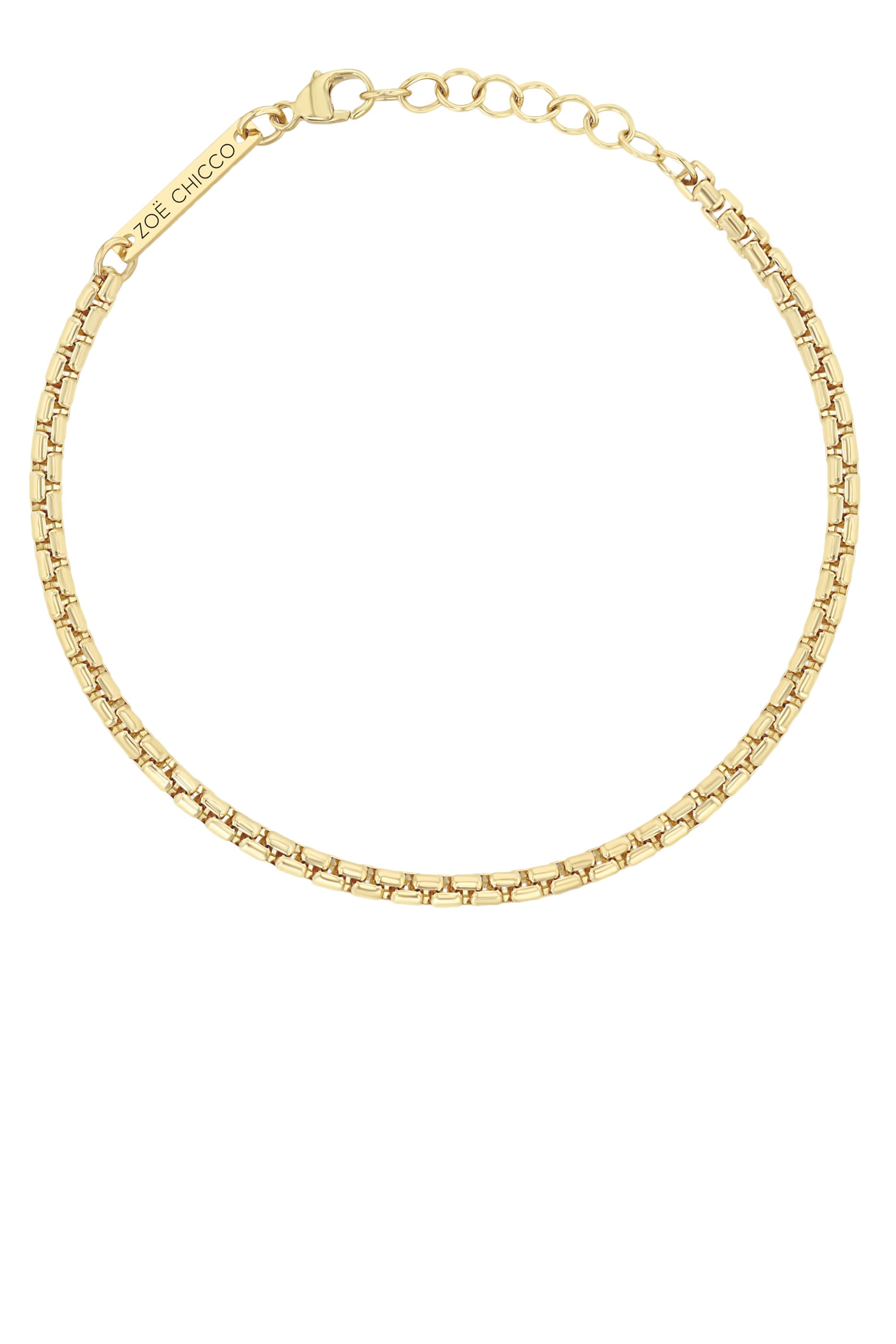 Gold Medium Box Chain Bracelet, 14K Yellow Gold