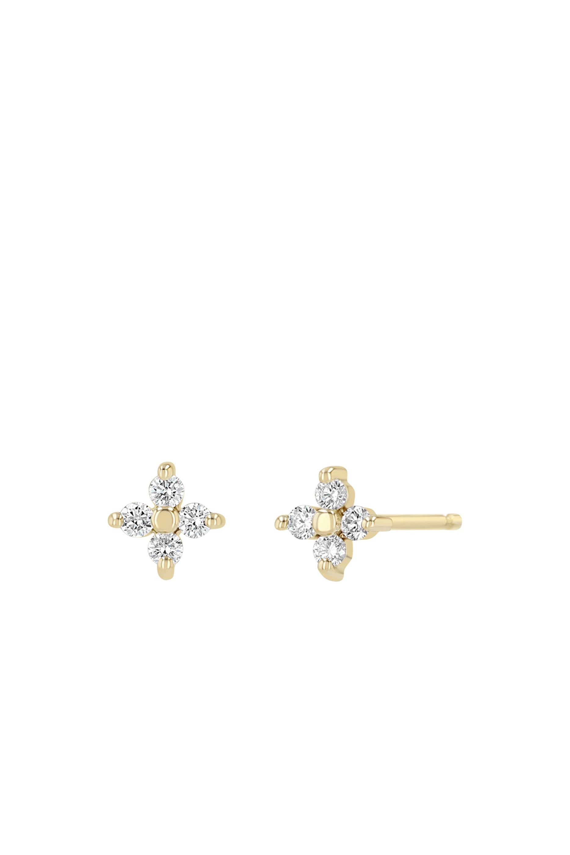  Small Prong Quad Studs, 14K Yellow Gold & Diamonds