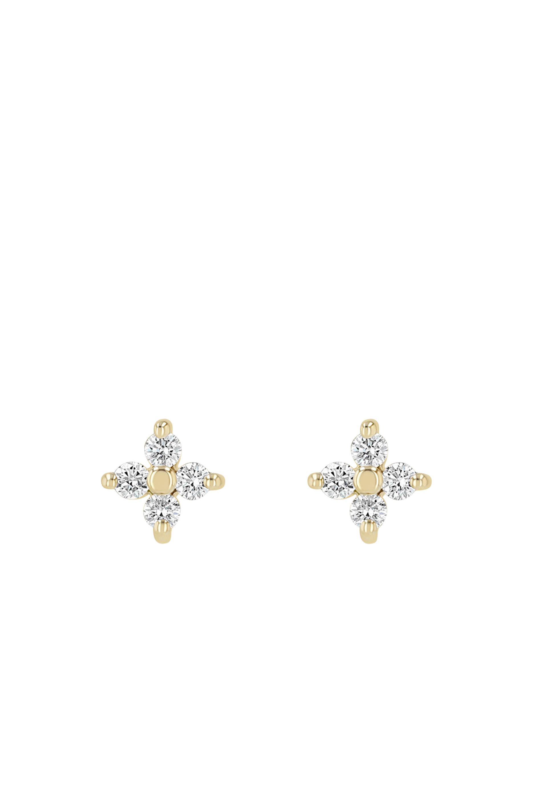  Small Prong Quad Studs, 14K Yellow Gold & Diamonds