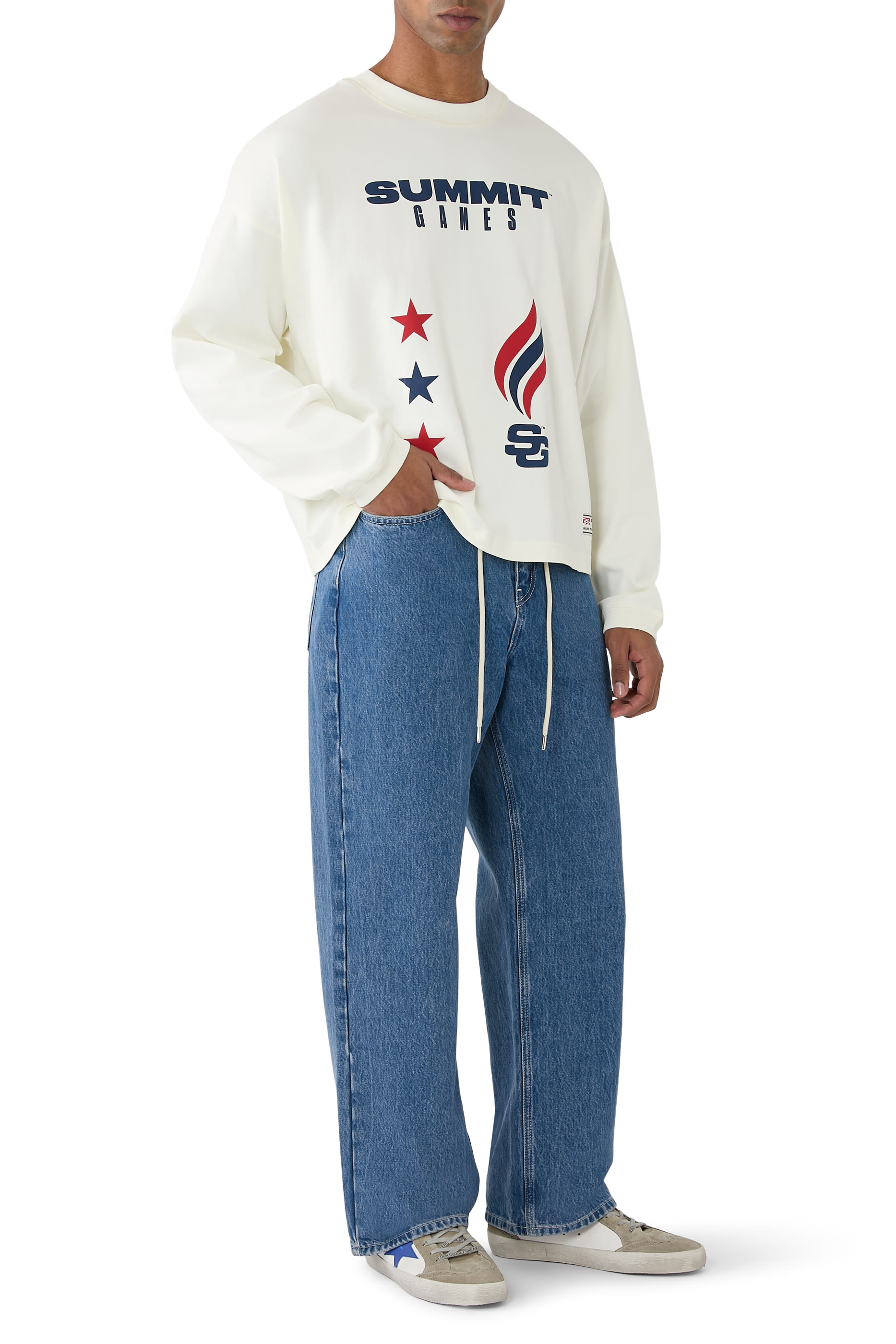 Champion Logo Crop Long Sleeve Tee