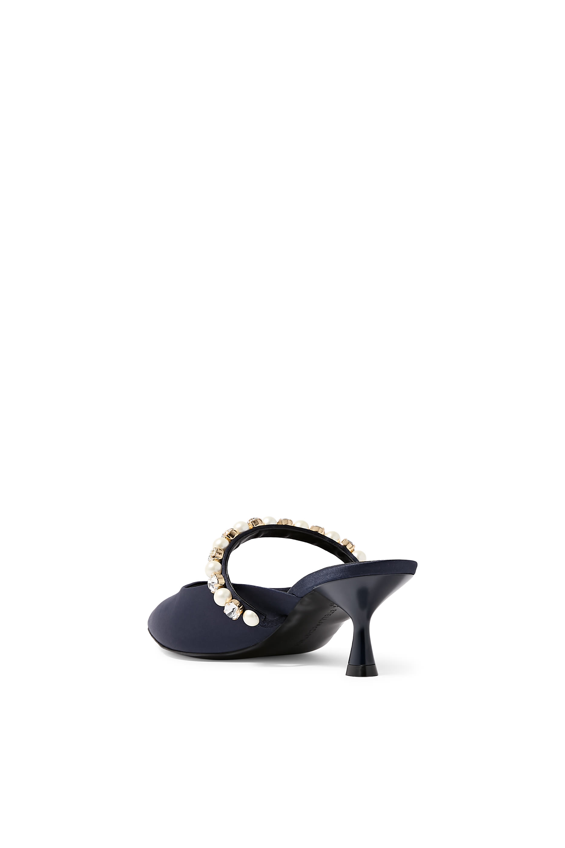  Elsa Pearl-Embellished 40 Kitten Mules