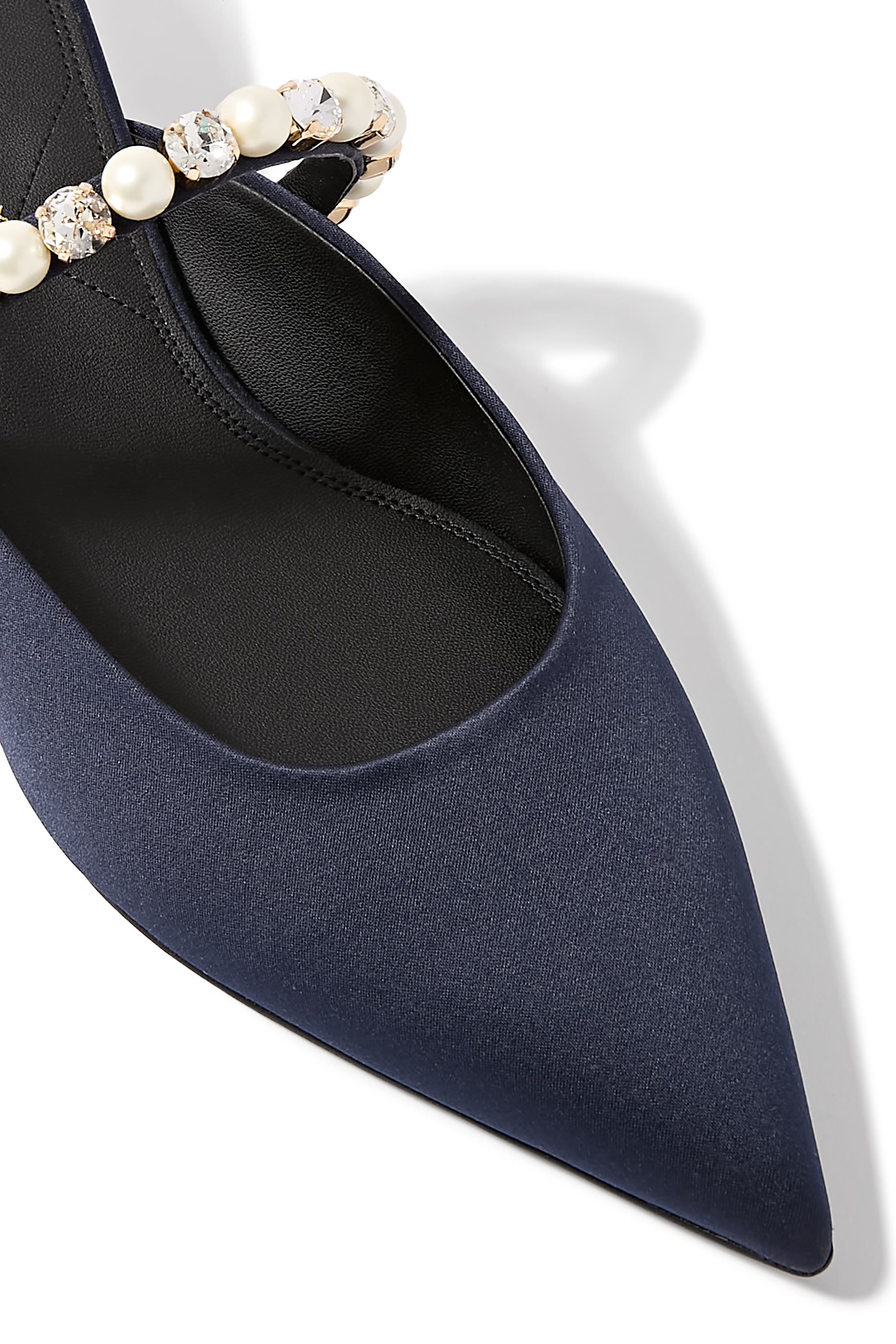  Elsa Pearl-Embellished 40 Kitten Mules