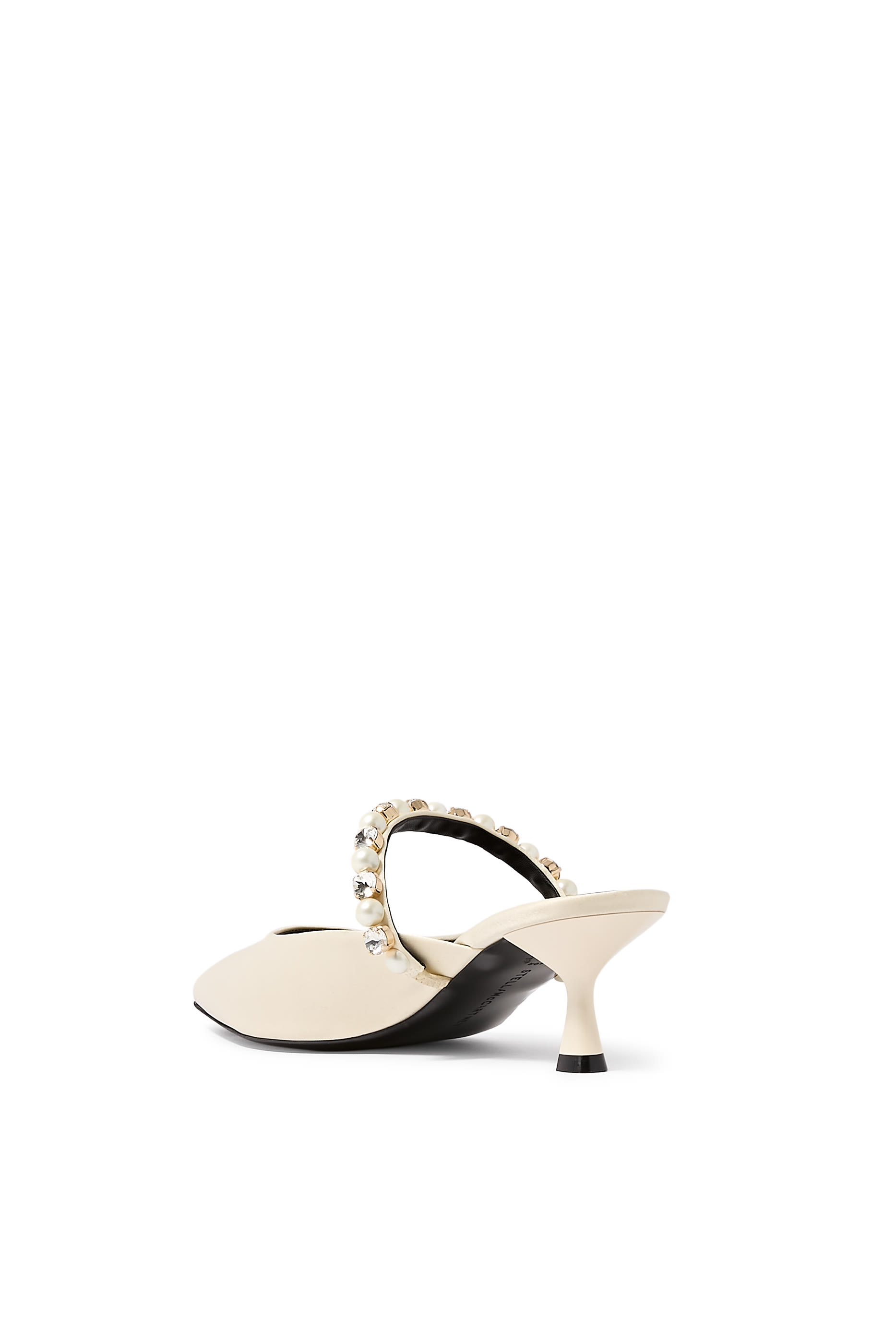  Elsa Pearl-Embellished 40 Kitten Mules