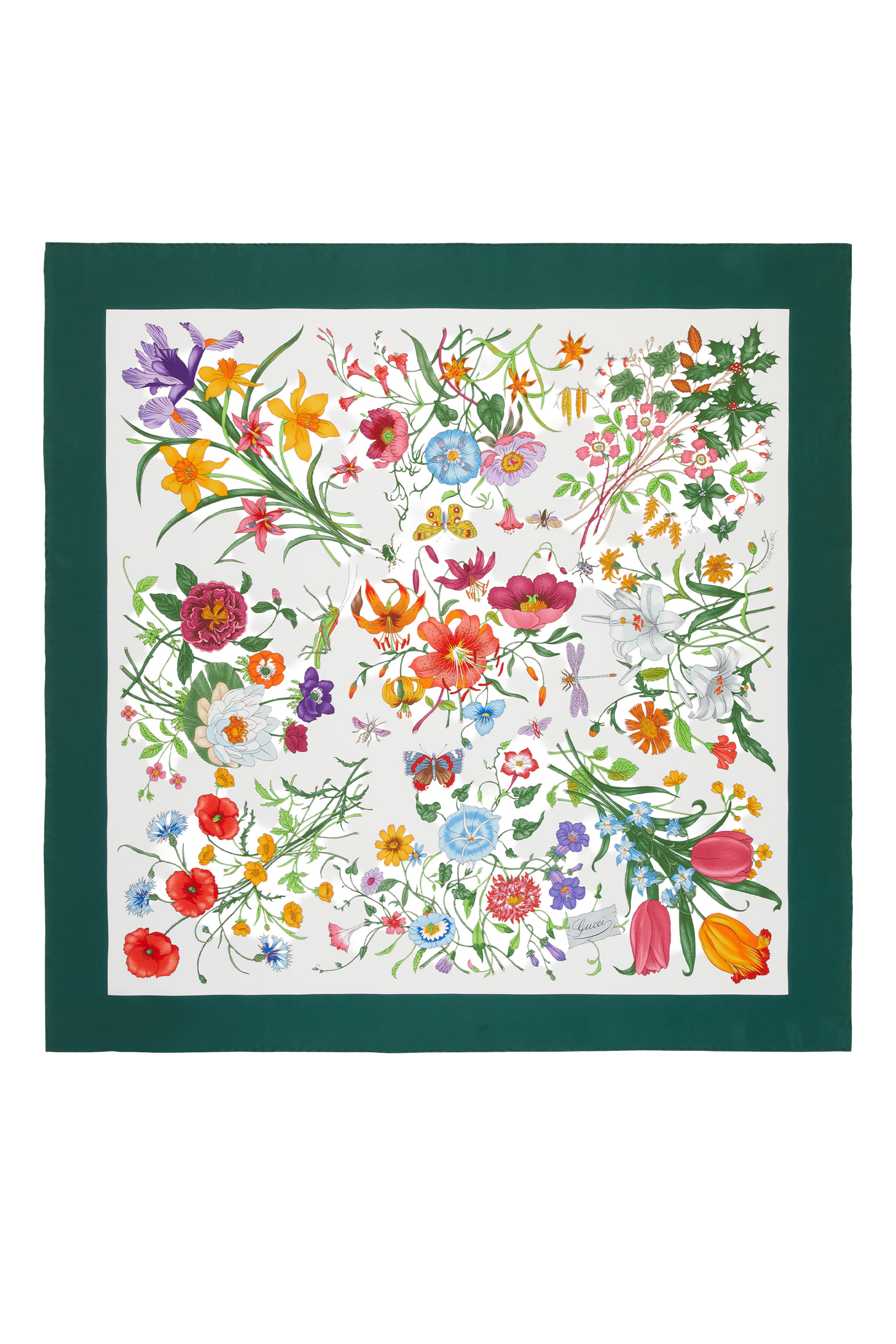 Printed Flora Silk Twill Carré