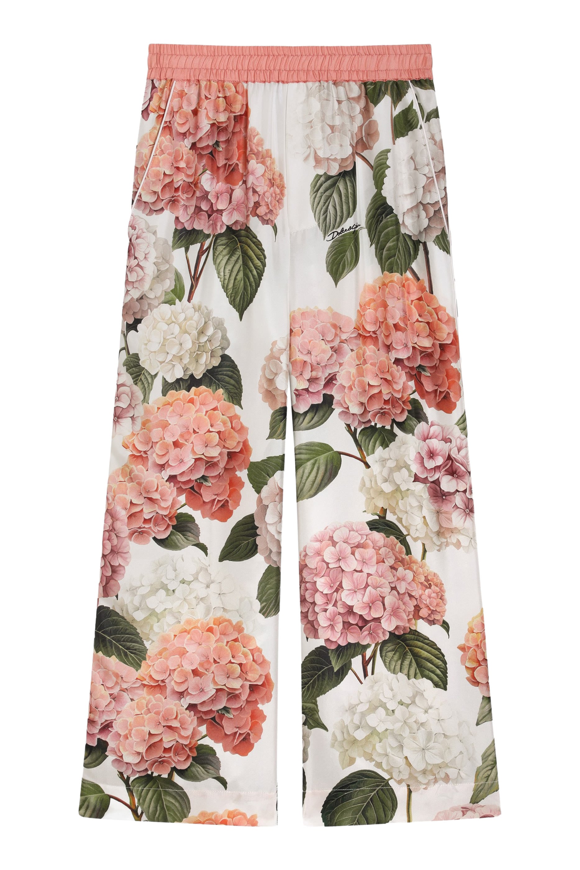 Hydrangea-Print Vanity Twill Trousers