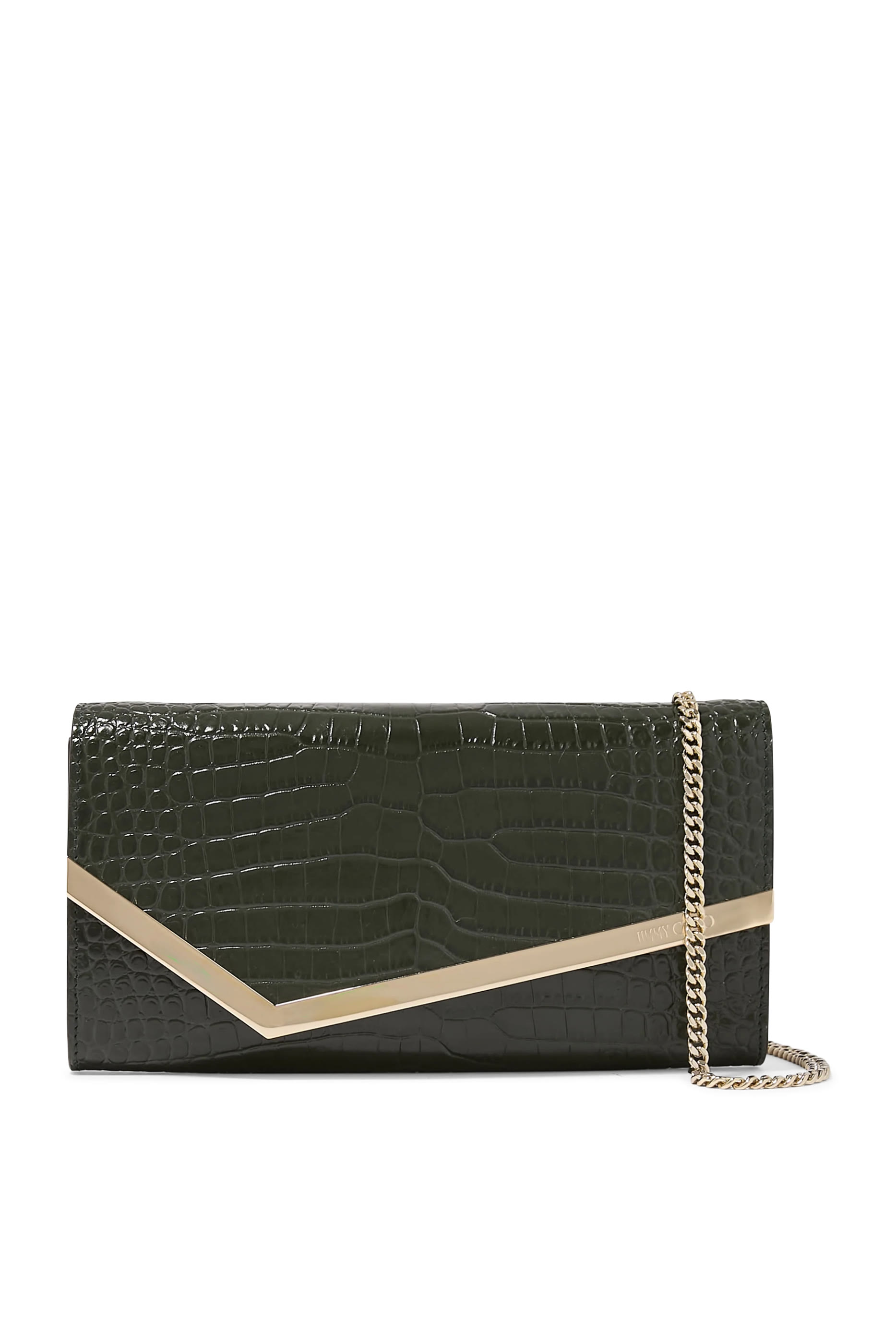 Emmie Croc-Embossed Linear Clutch