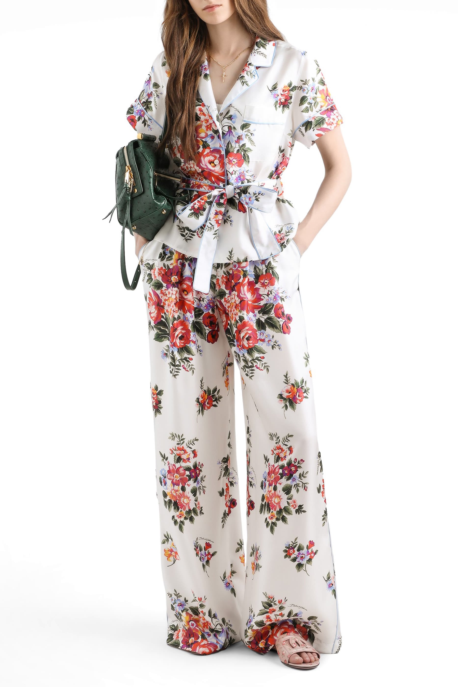 Flower Bouquet-Print Pants