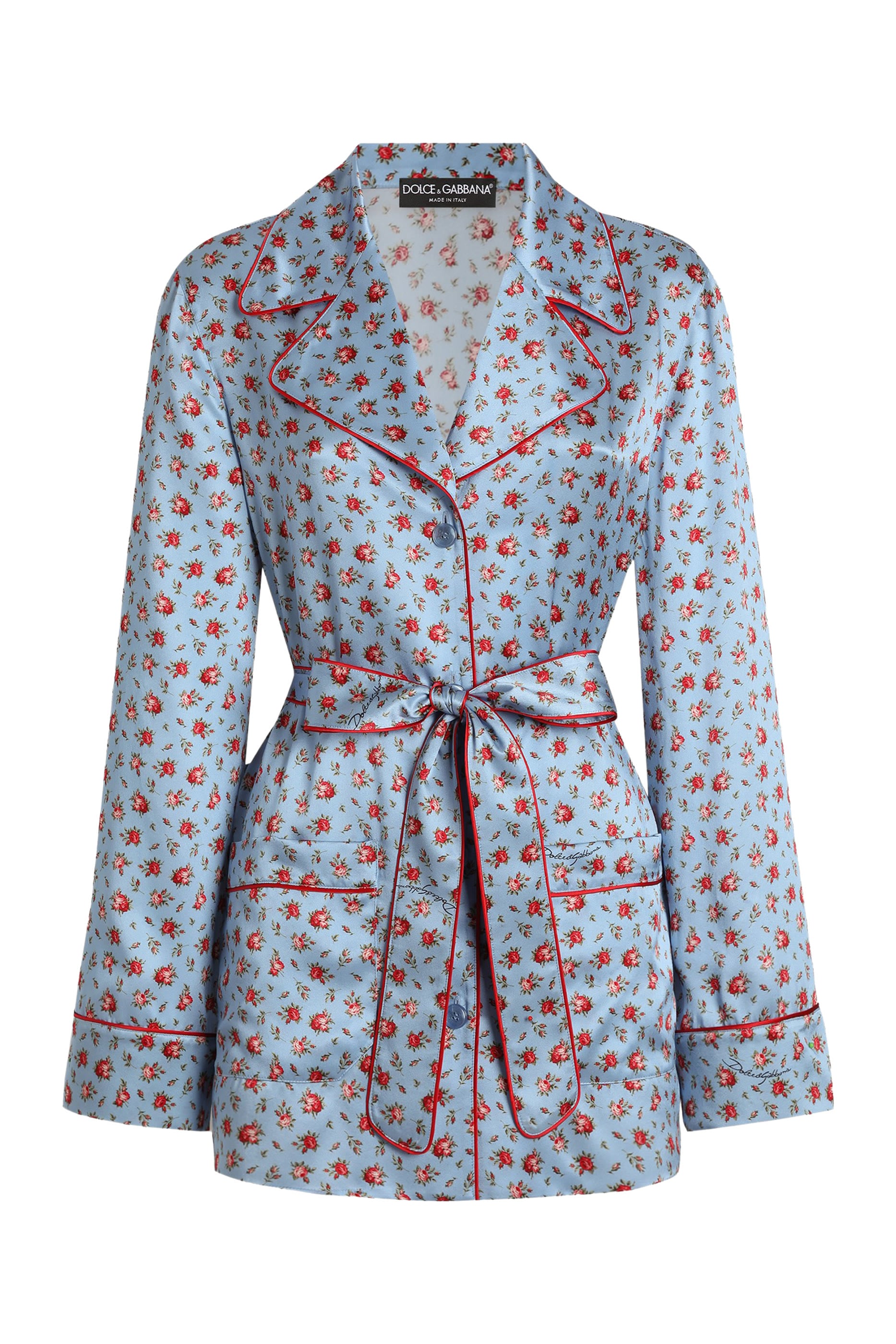 Small Rose-Print Silk Vanity Shirt