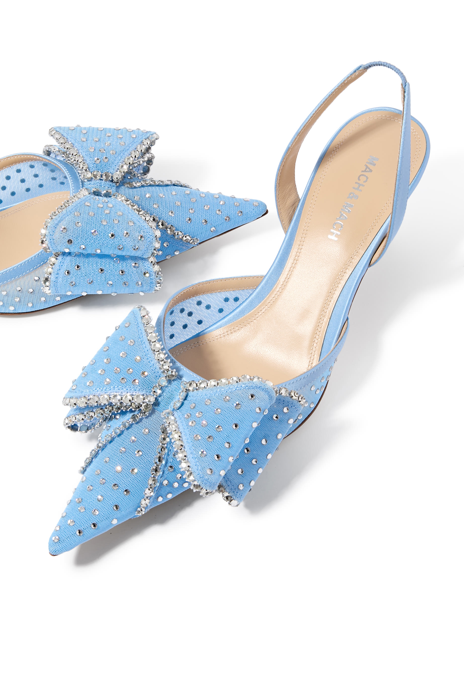 Le Cadeau Crystal Mesh Kitten Slingback Sandals 65