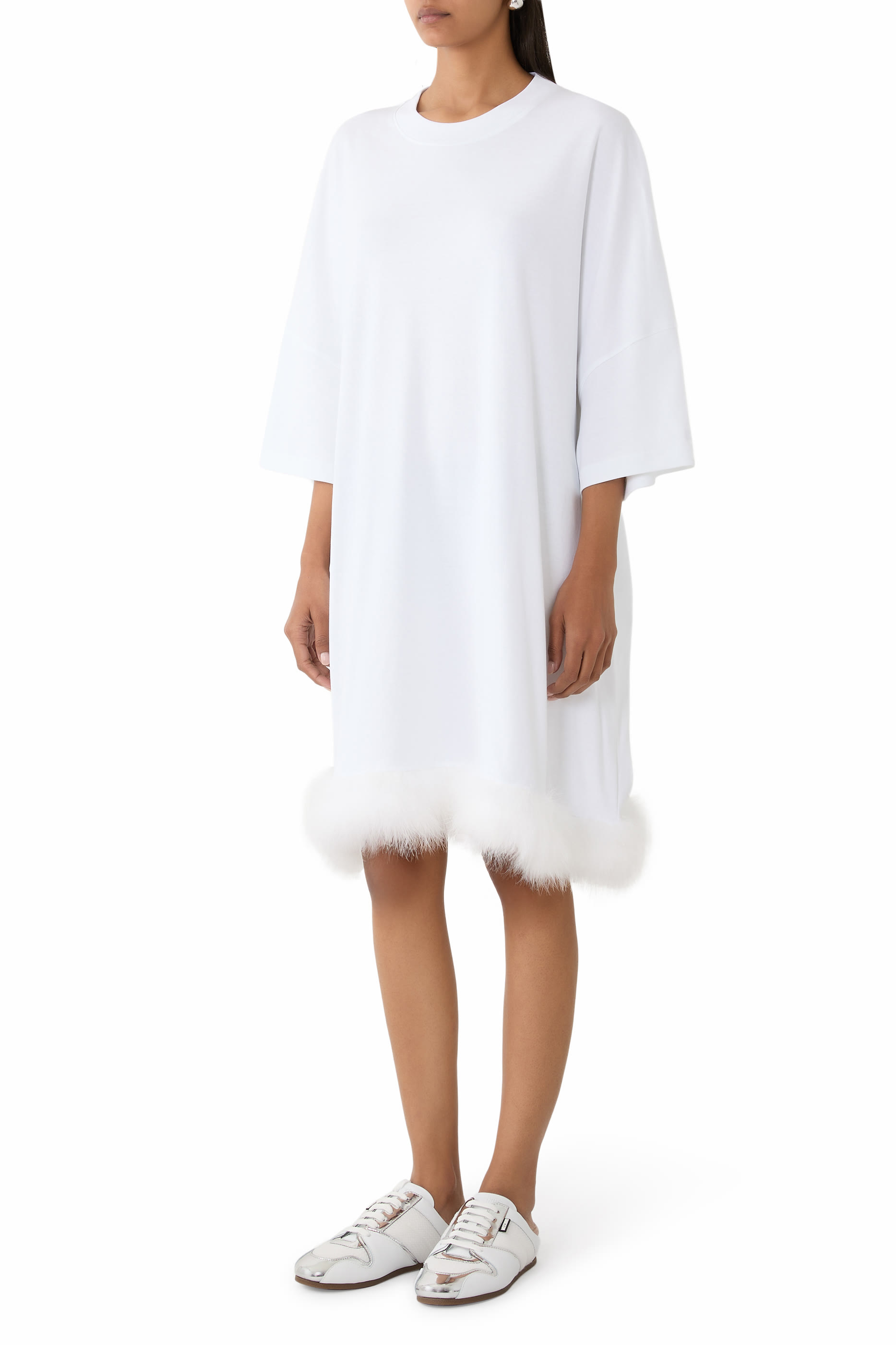 Fur Trim Mini Dress 