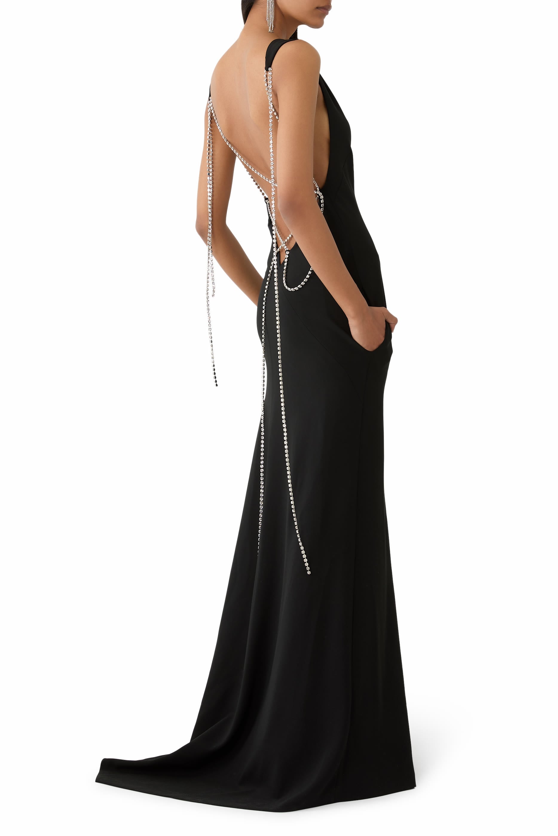 Embellished Stretch Crepe Dress