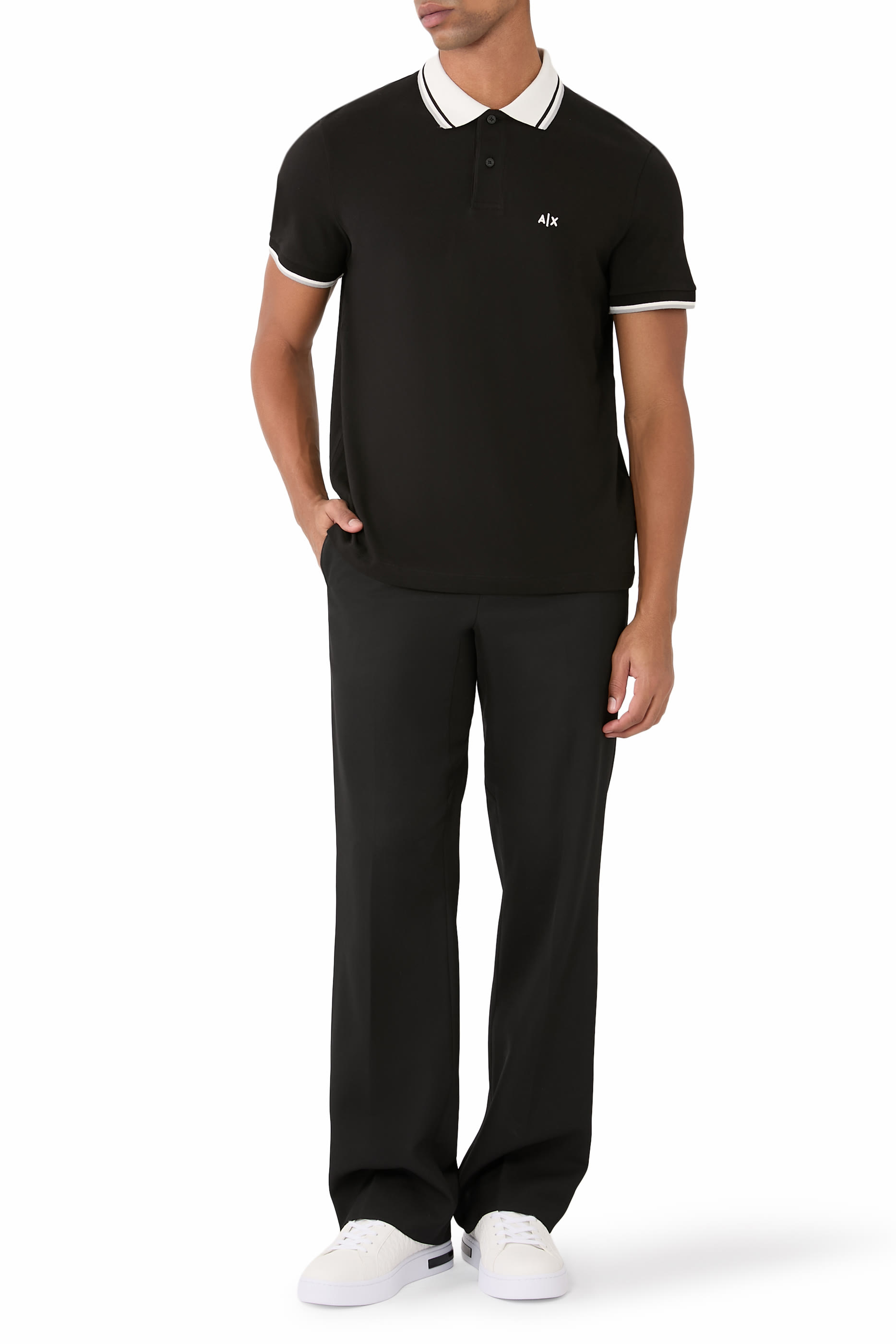 AX Logo Cotton Polo Shirt 