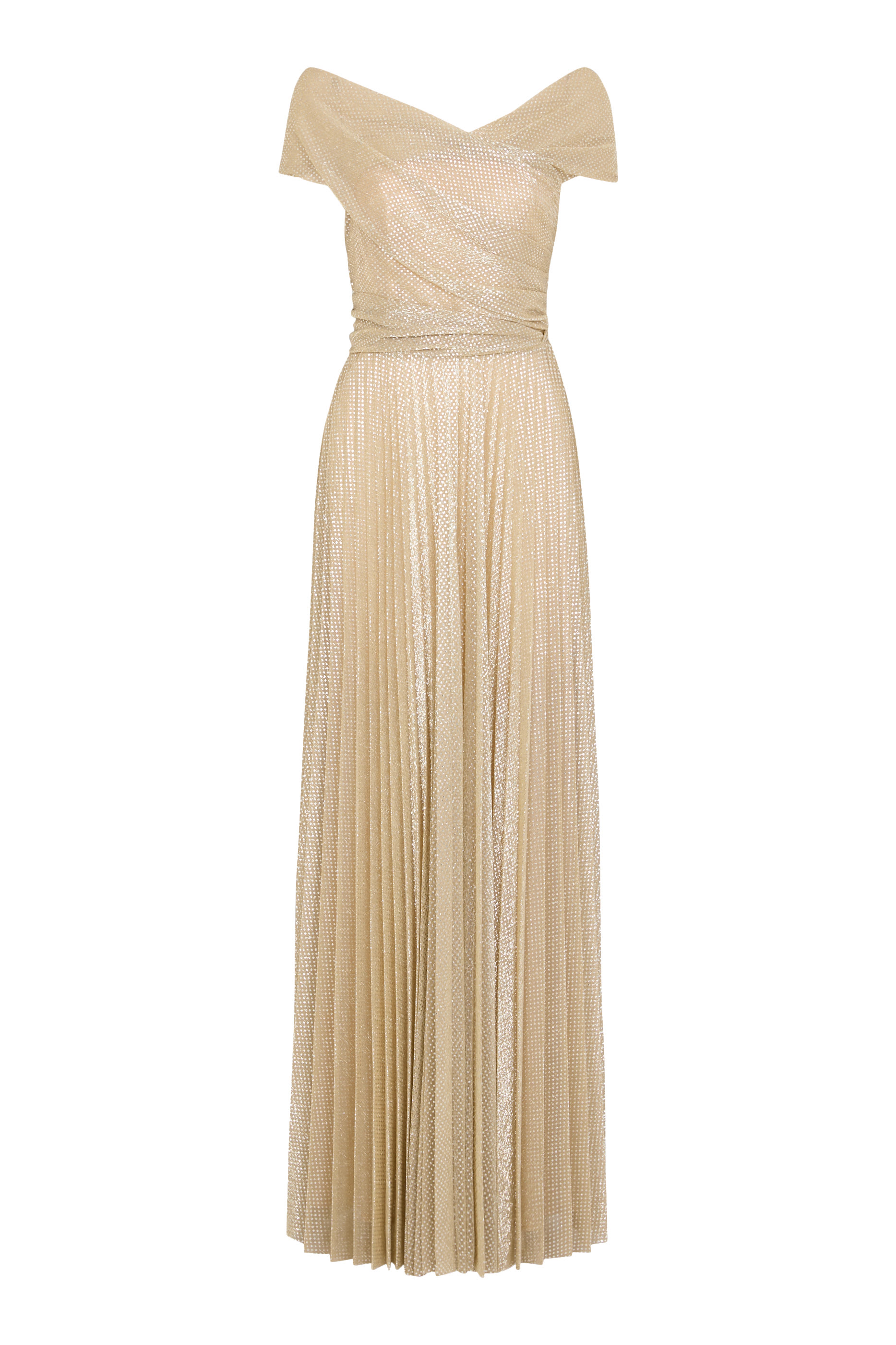 Mermaid Voile Off-Shoulder Pleated Gown