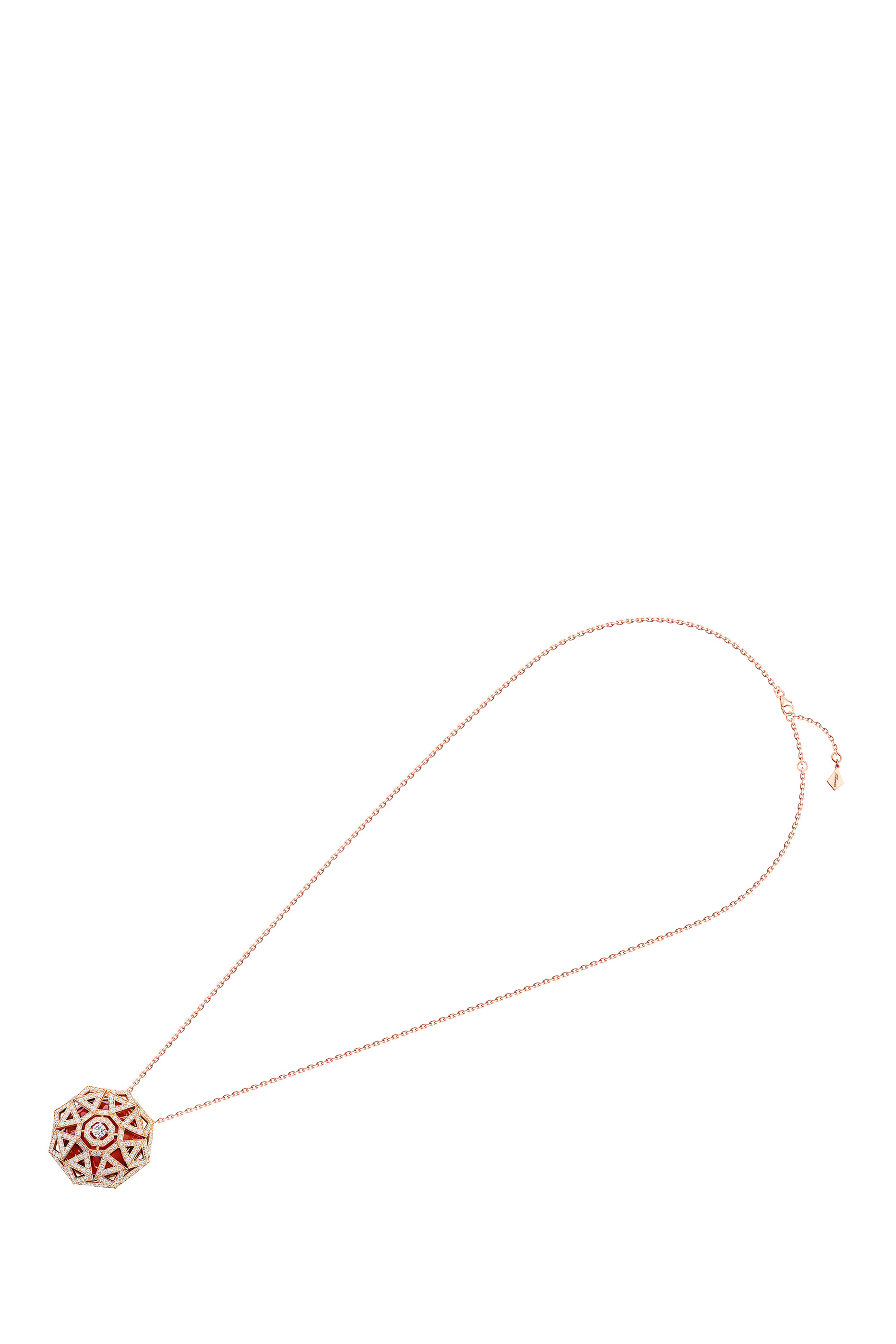 Sarab Turath Necklace,  18K Rose Gold with Brilliant Diamonds & Red Agate