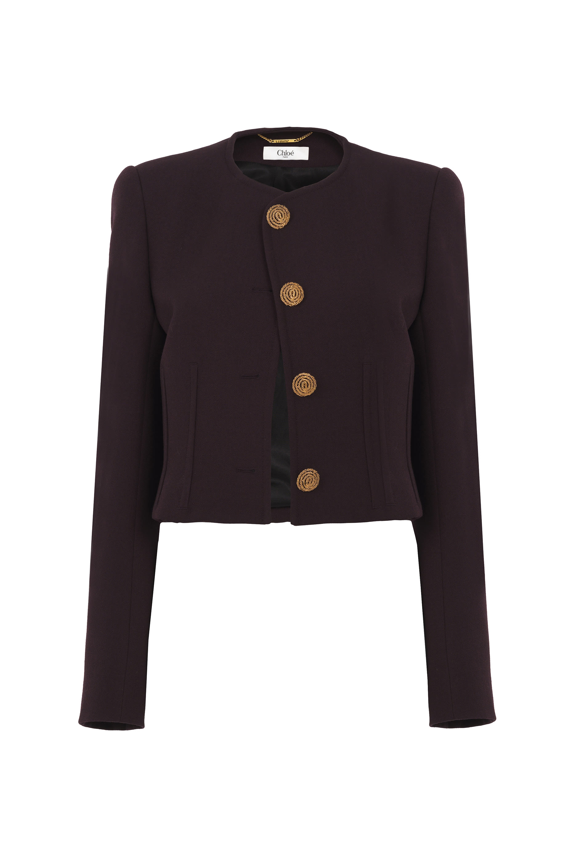 Collarless Crop Jacket