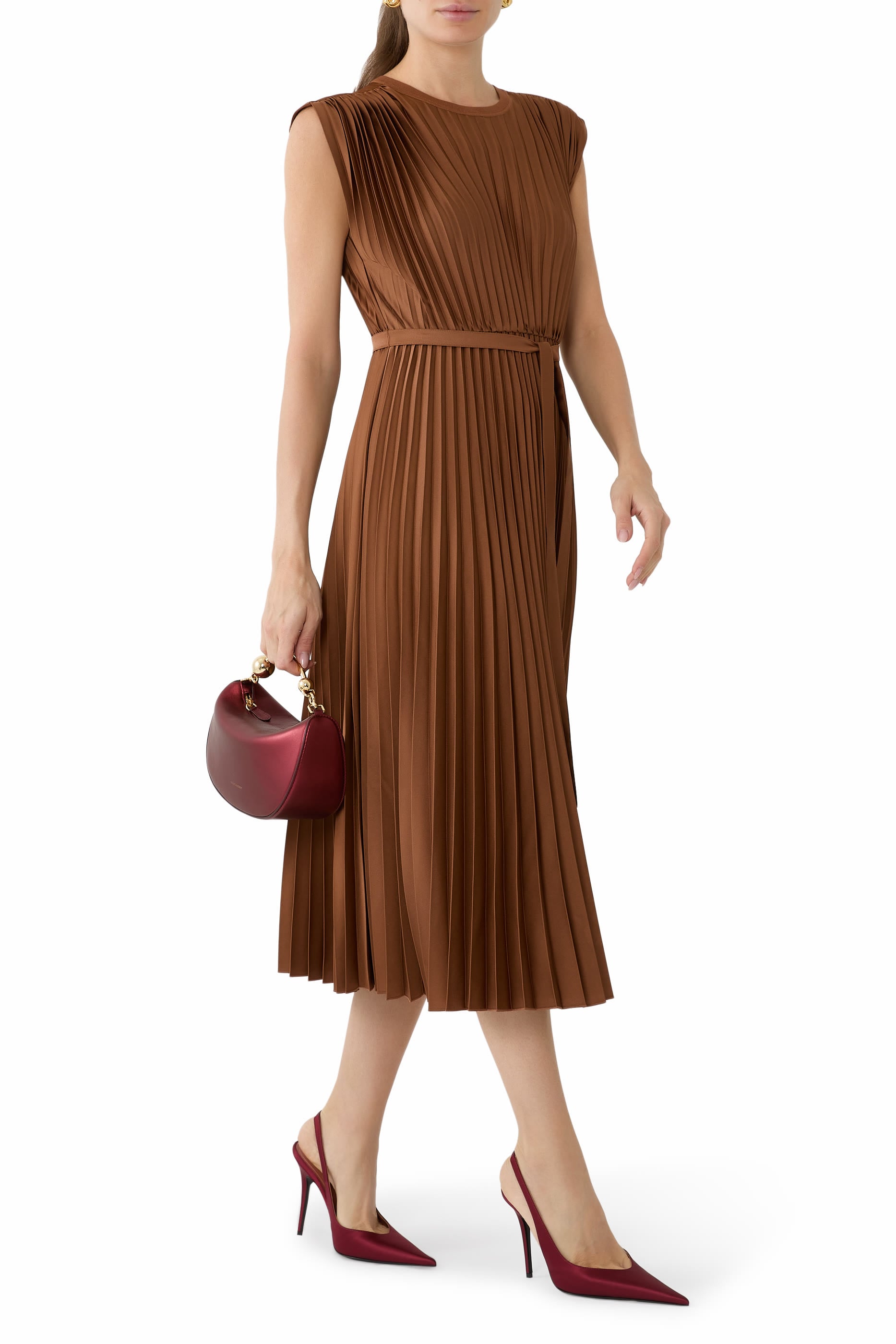 Volta Knit Weave Plissé Dress