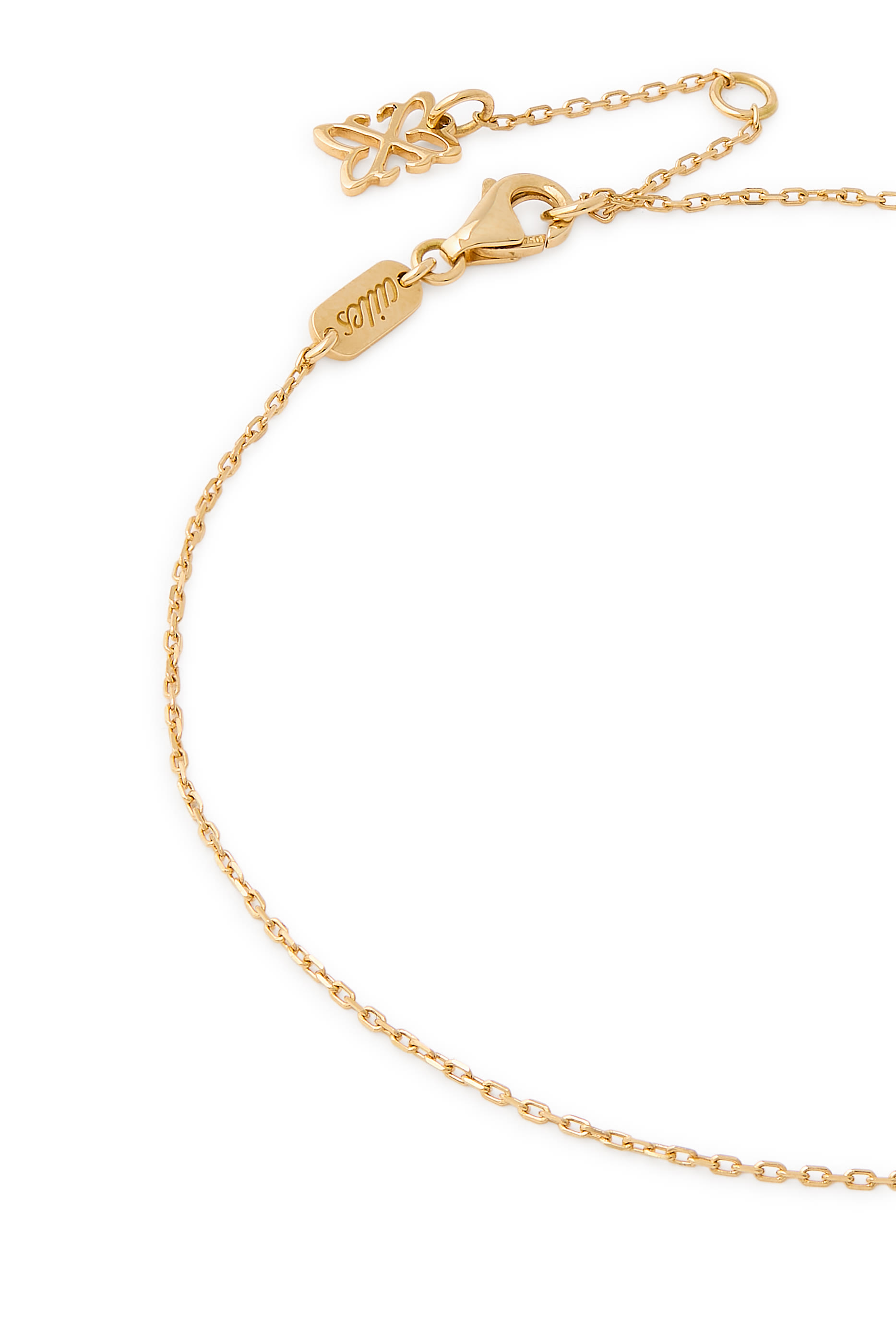 Letter ‘F’ Tennis Anklet, 18k Yellow Gold & Enamel, Diamonds