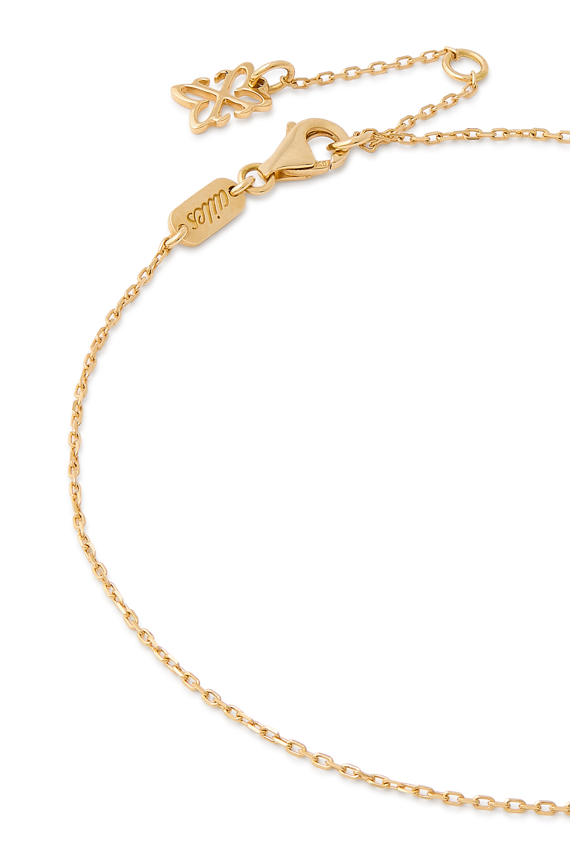 Letter ‘R’ Tennis Anklet, 18k Yellow Gold & Enamel, Diamonds