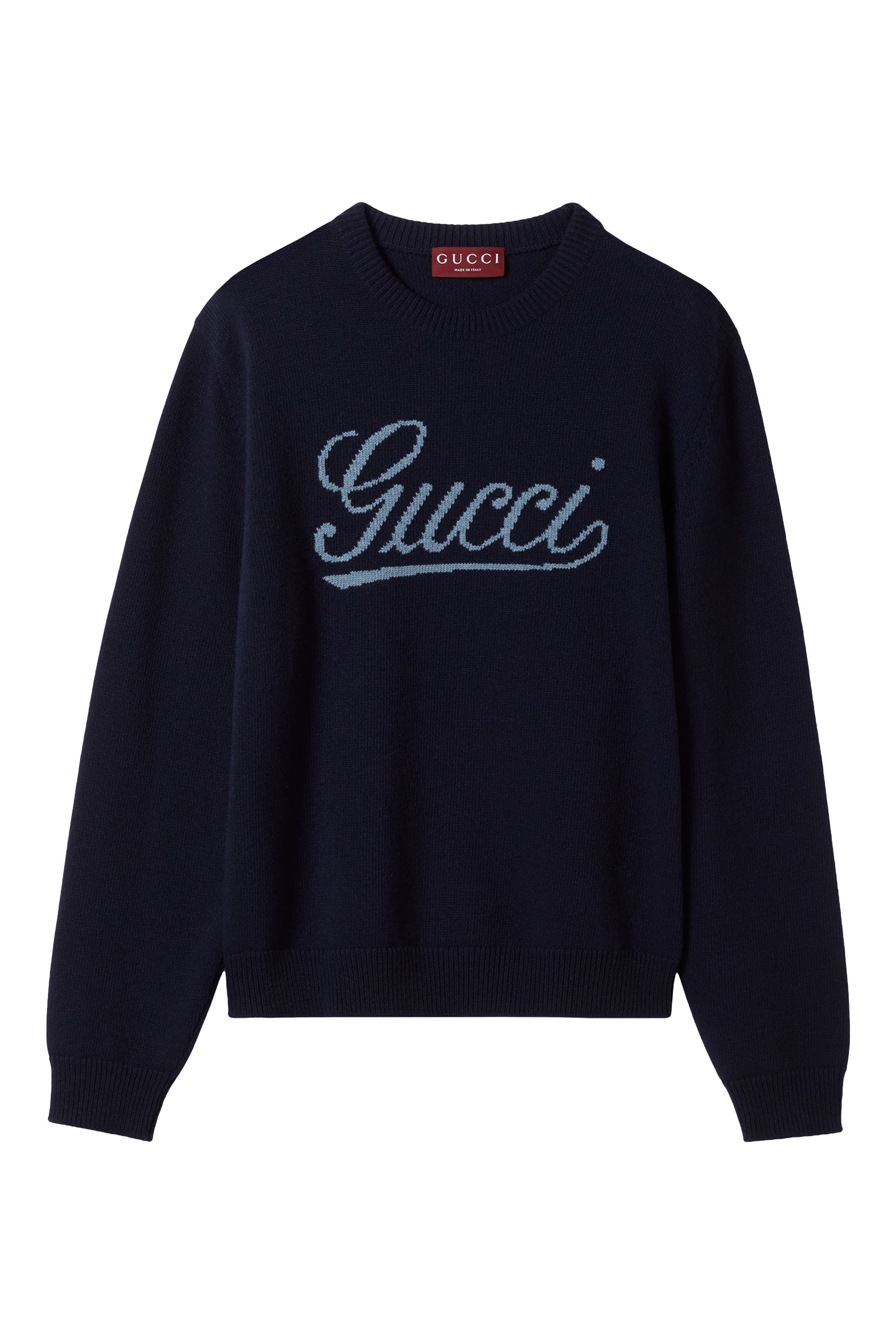 Logo Intarsia Knit Wool Jumper