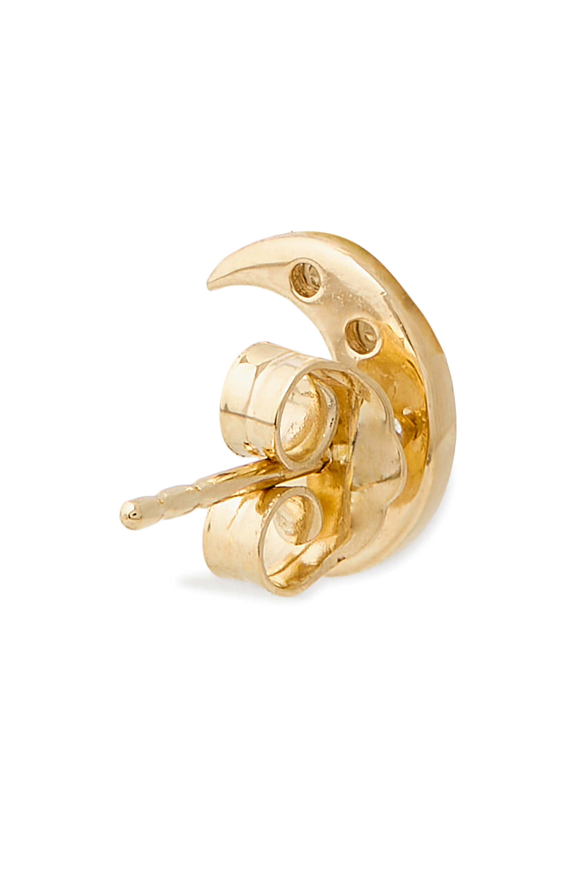 Crescent Moon Single Stud Earring, 14K Yellow Gold & Diamond