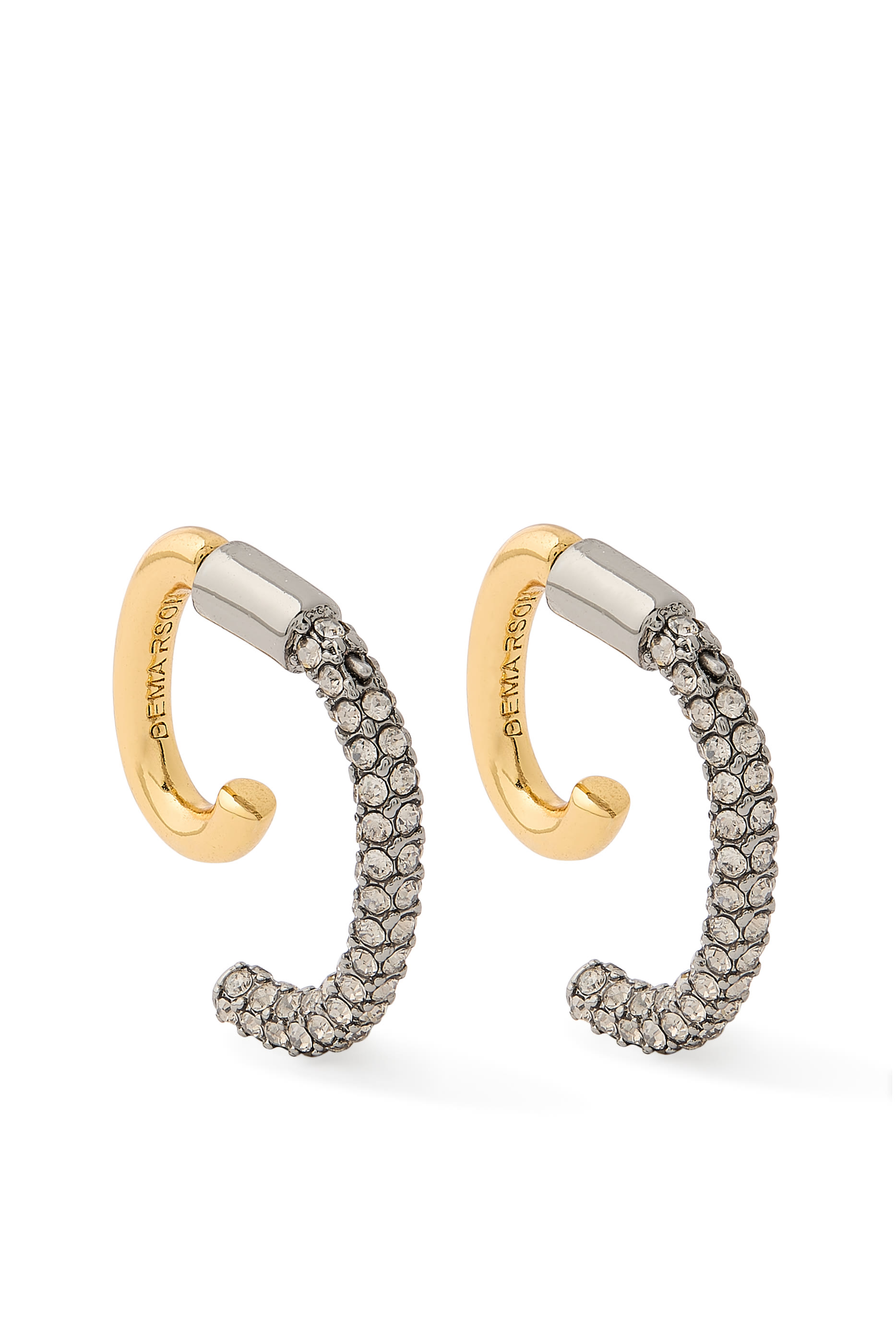  Luna Mini Pavé Earrings, 12K Gold Plated Brass & Crystals