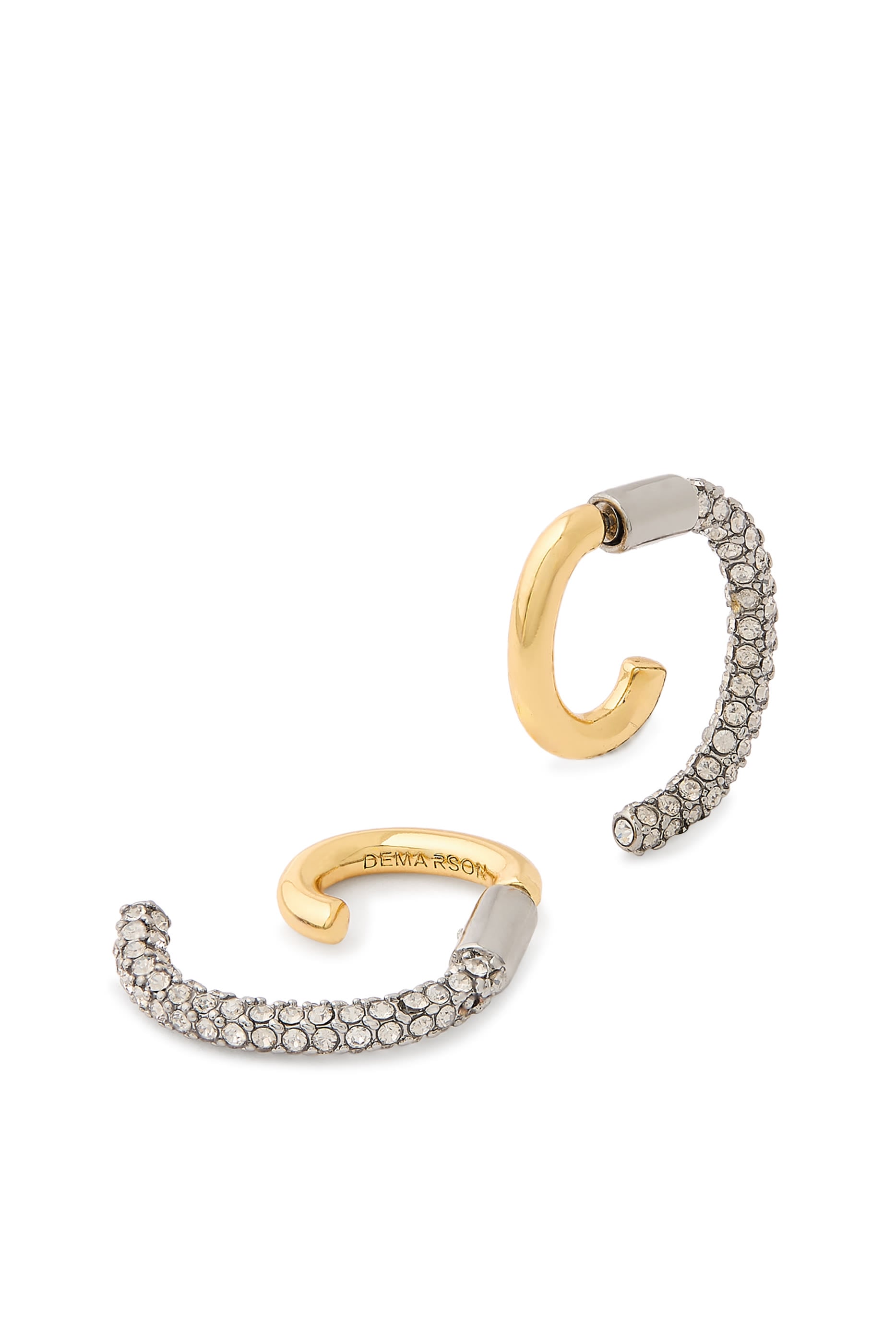  Luna Mini Pavé Earrings, 12K Gold Plated Brass & Crystals