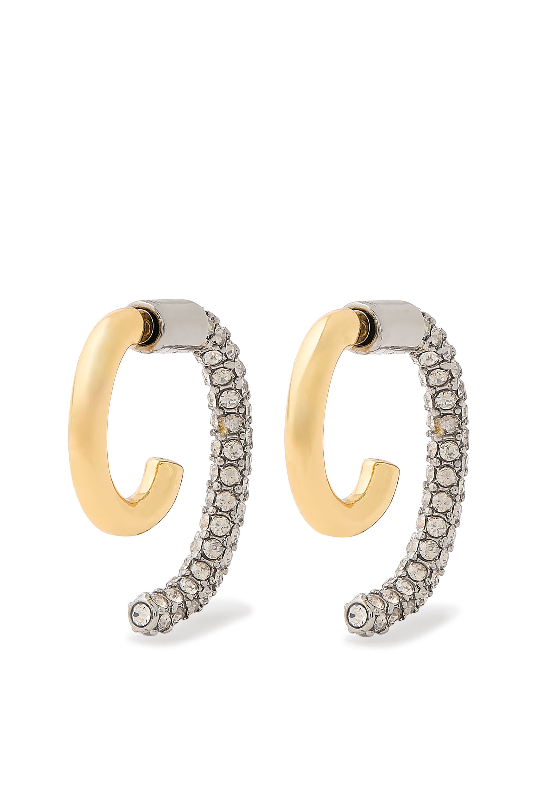  Luna Mini Pavé Earrings, 12K Gold Plated Brass & Crystals