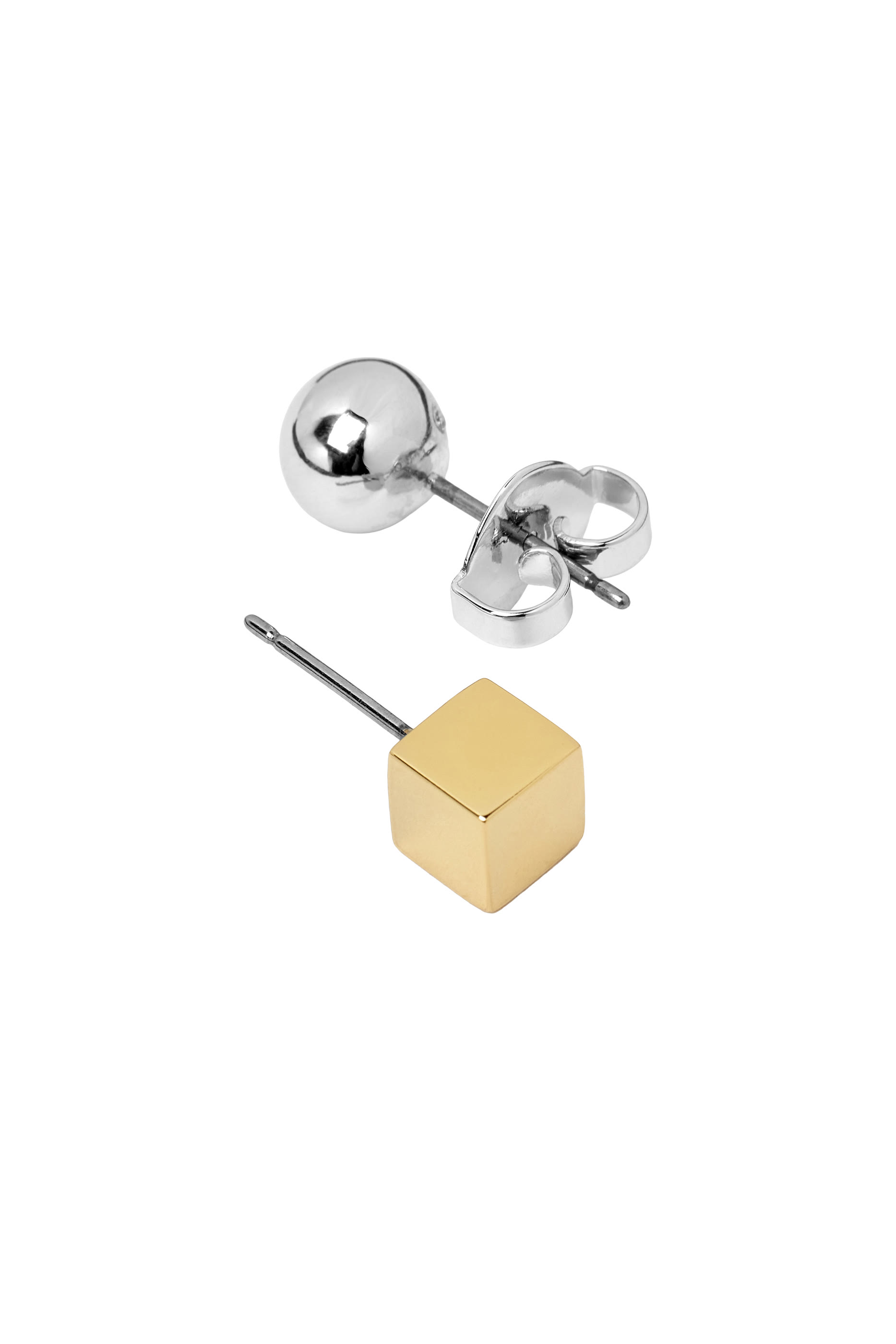 Geo Pop Asymmetrical Studs, Titanium Posts