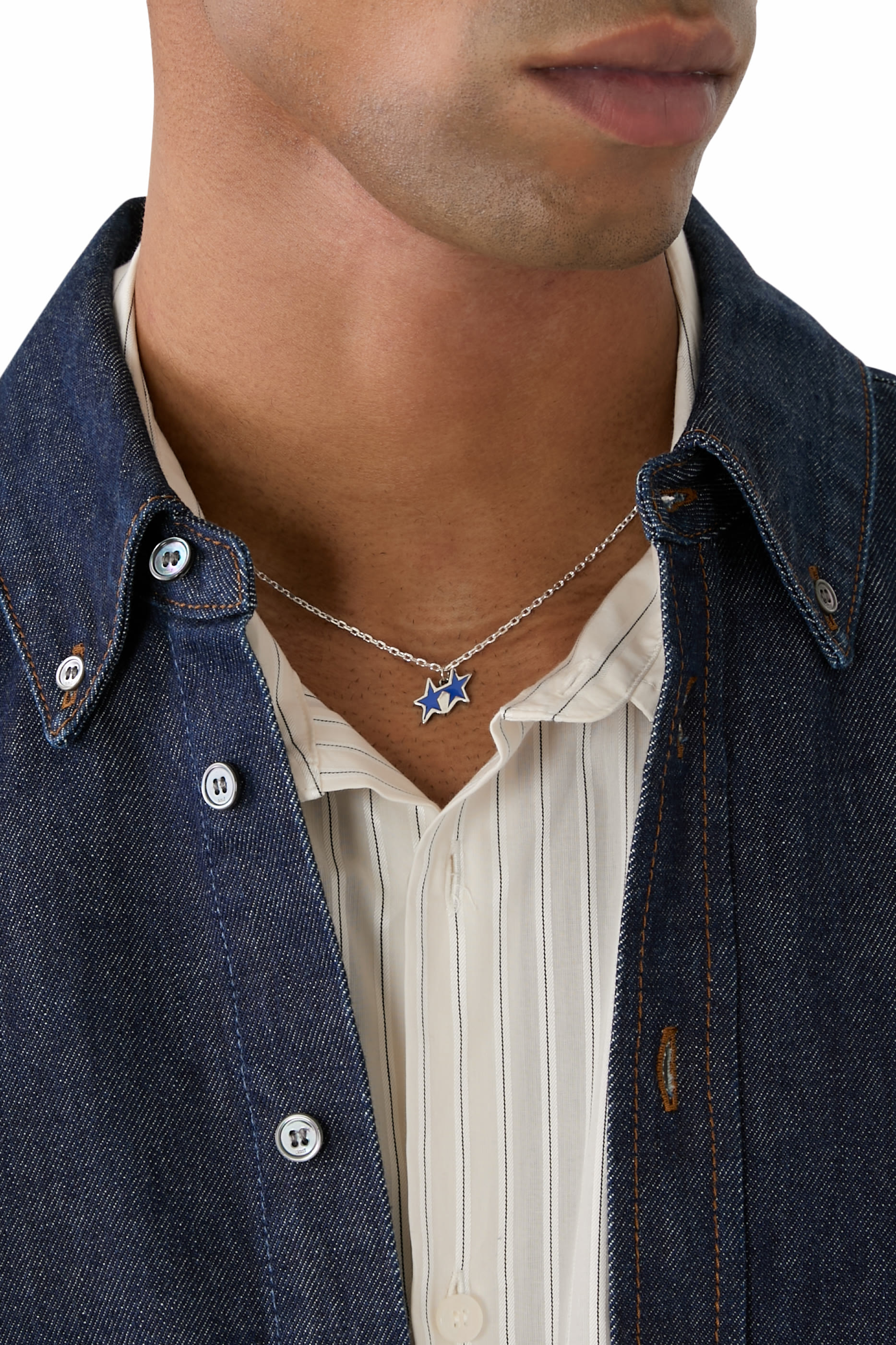 Tilted Enameled Necklace, 925 Sterling Silver