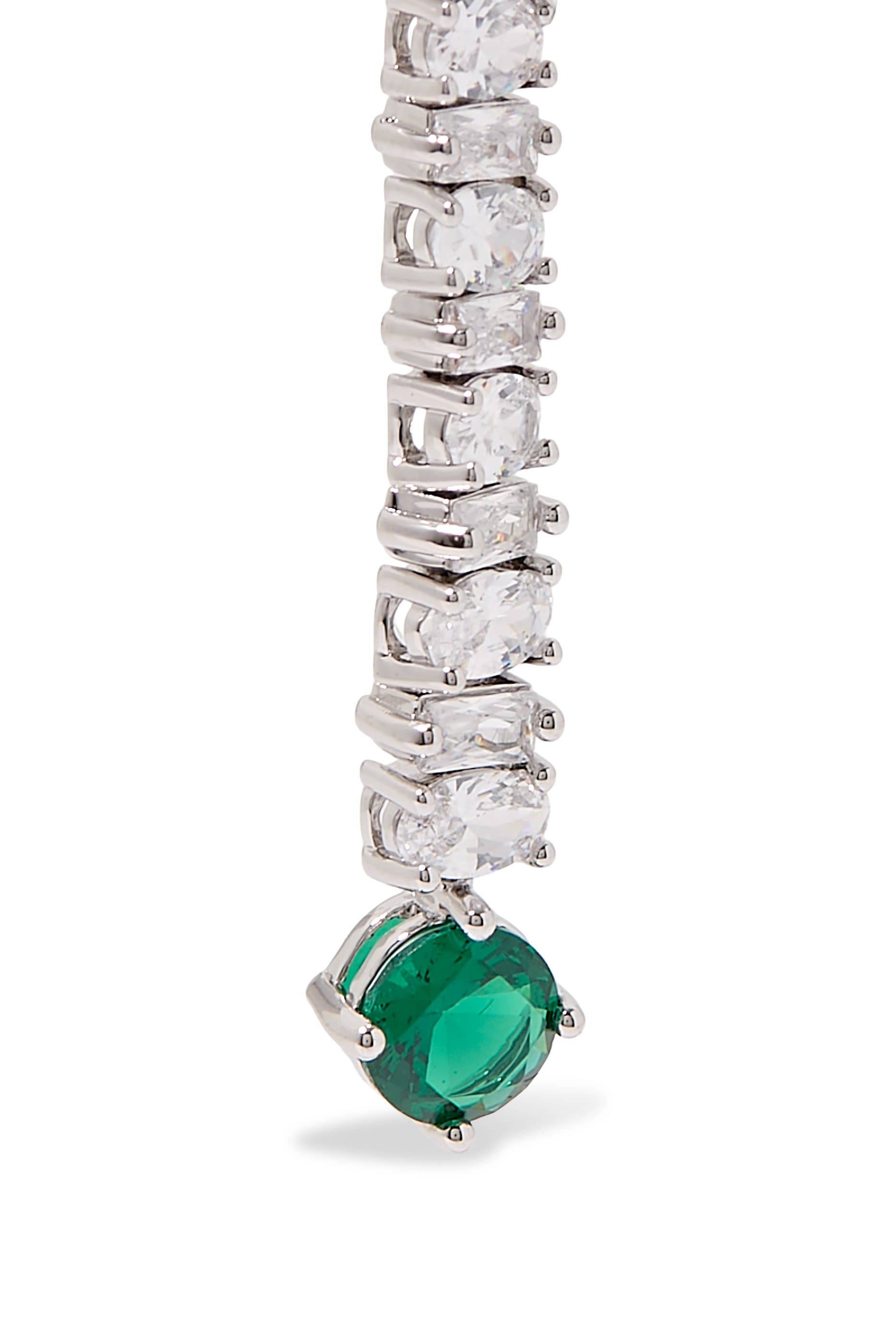 Linear Drop Earrings,  Rhodium-Plated Brass & Cubic Zirconia