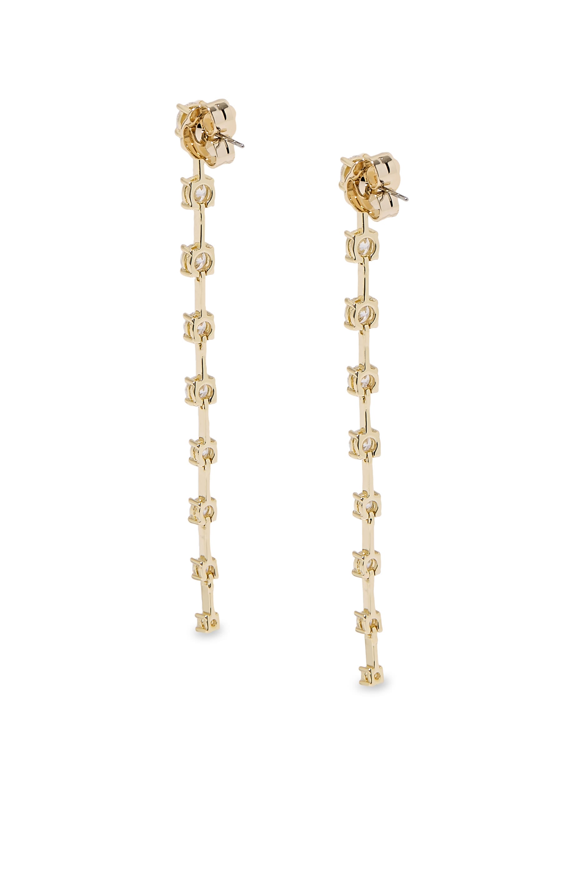 Long Drop Earrings,  Rhodium Plated Brass & Cubic Zirconia