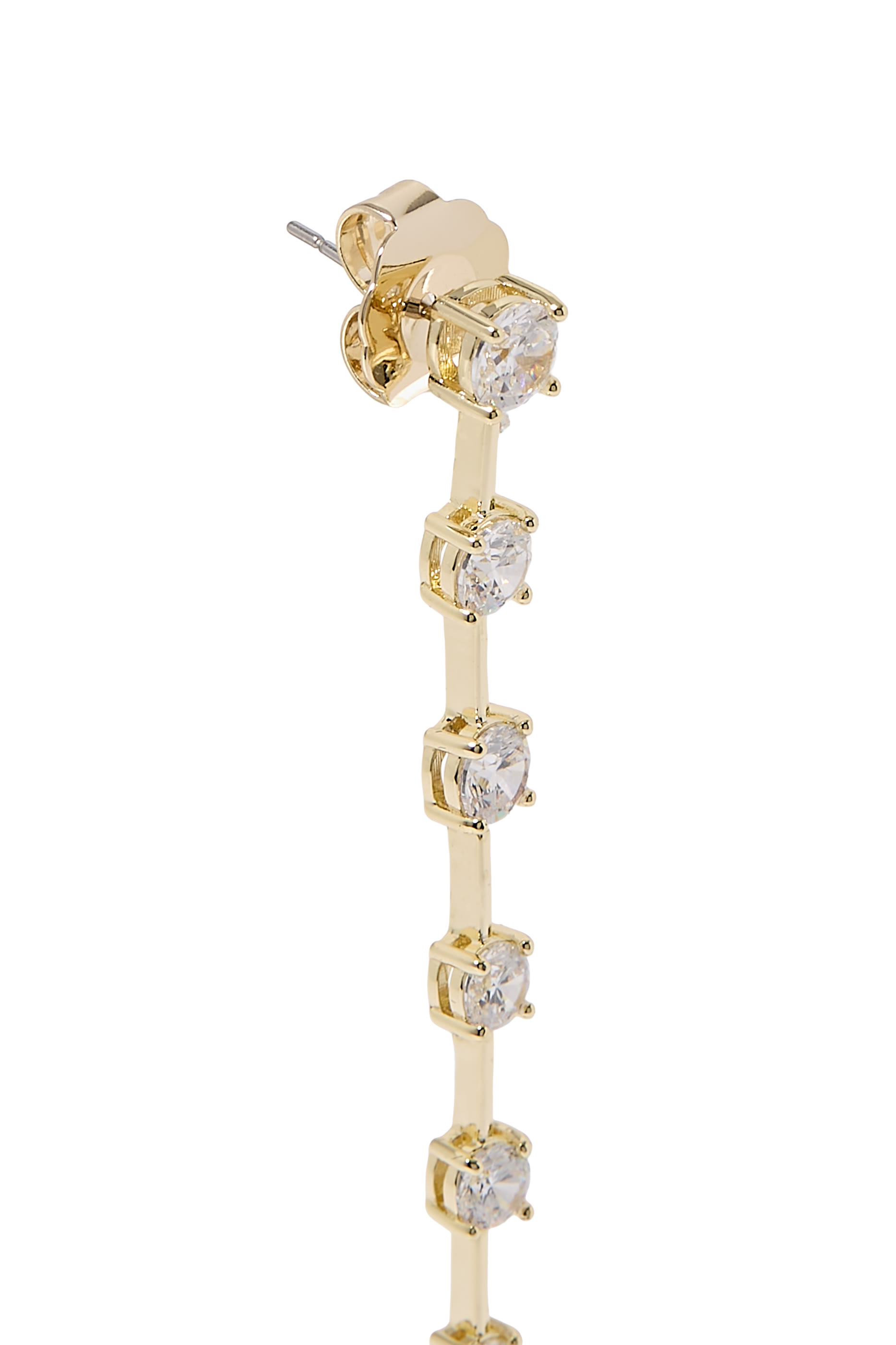 Long Drop Earrings,  Rhodium Plated Brass & Cubic Zirconia