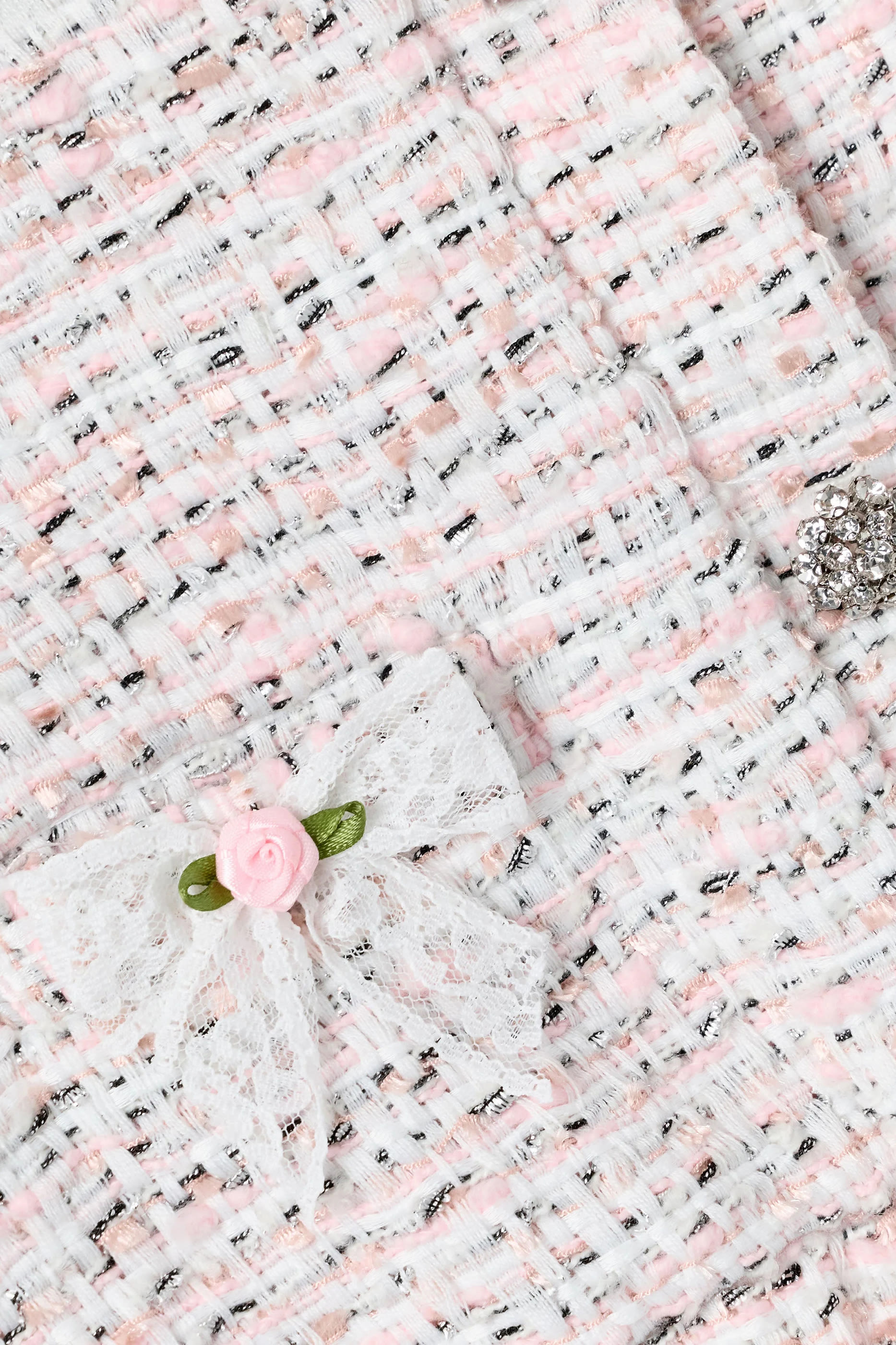 Kids Bouclé Lace Bow Jacket