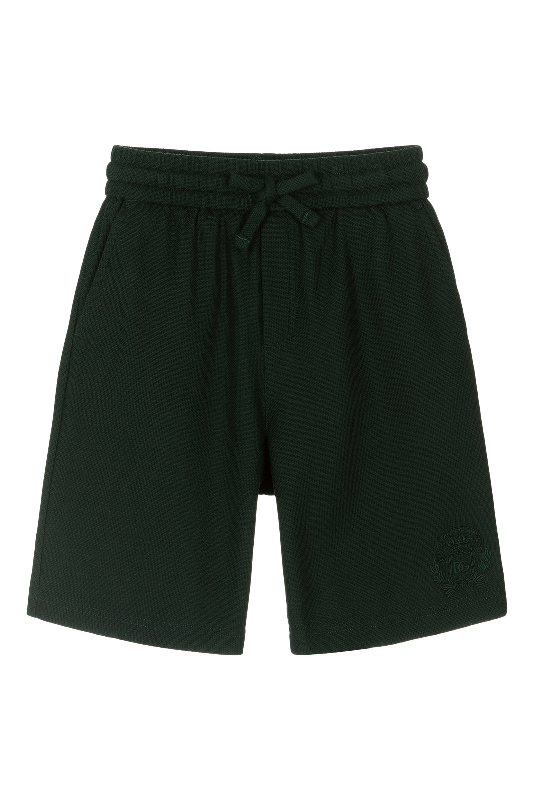 Kids Piqué Bermuda Shorts with Crest Embroidery