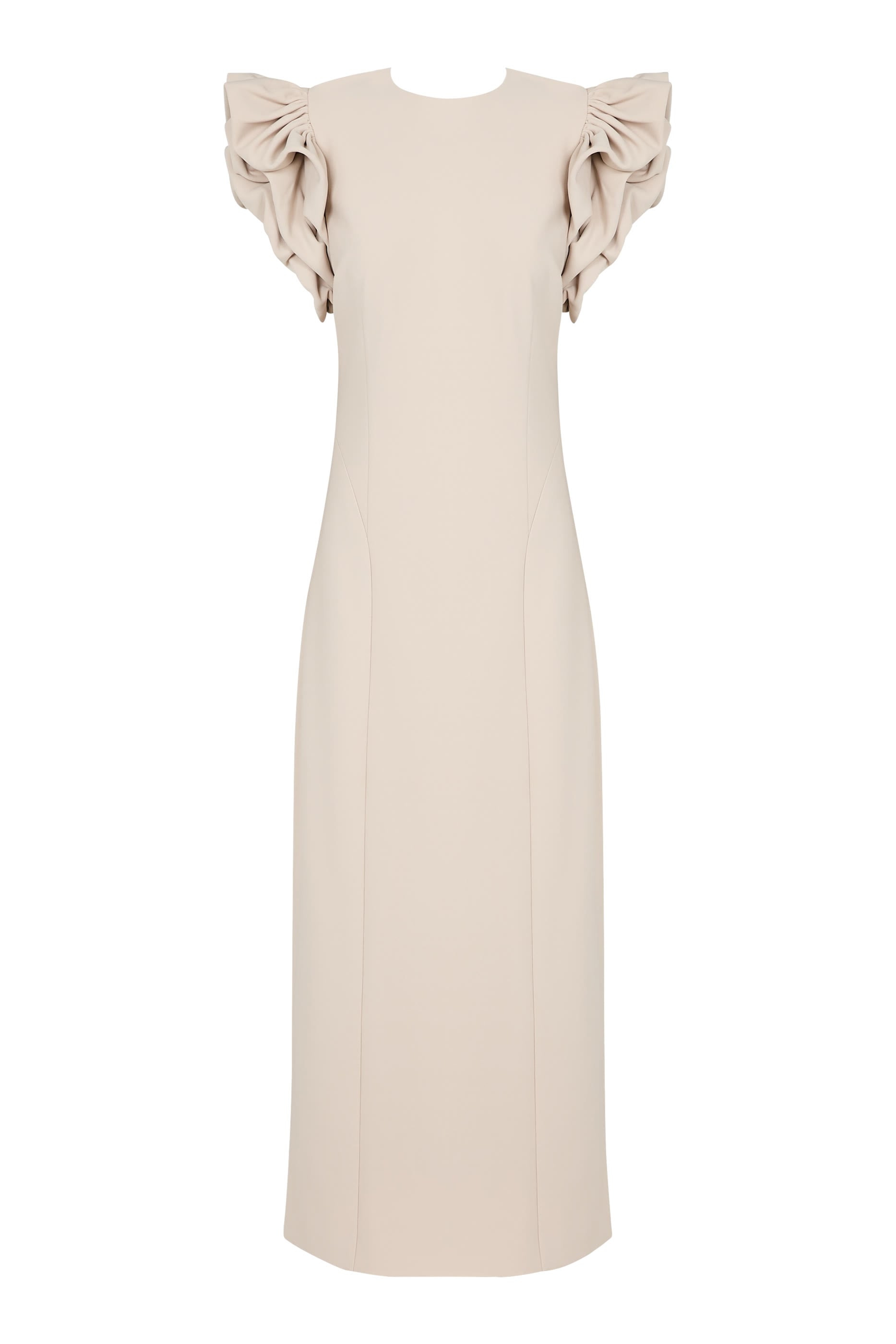 Crepe Puffy Midi Dress