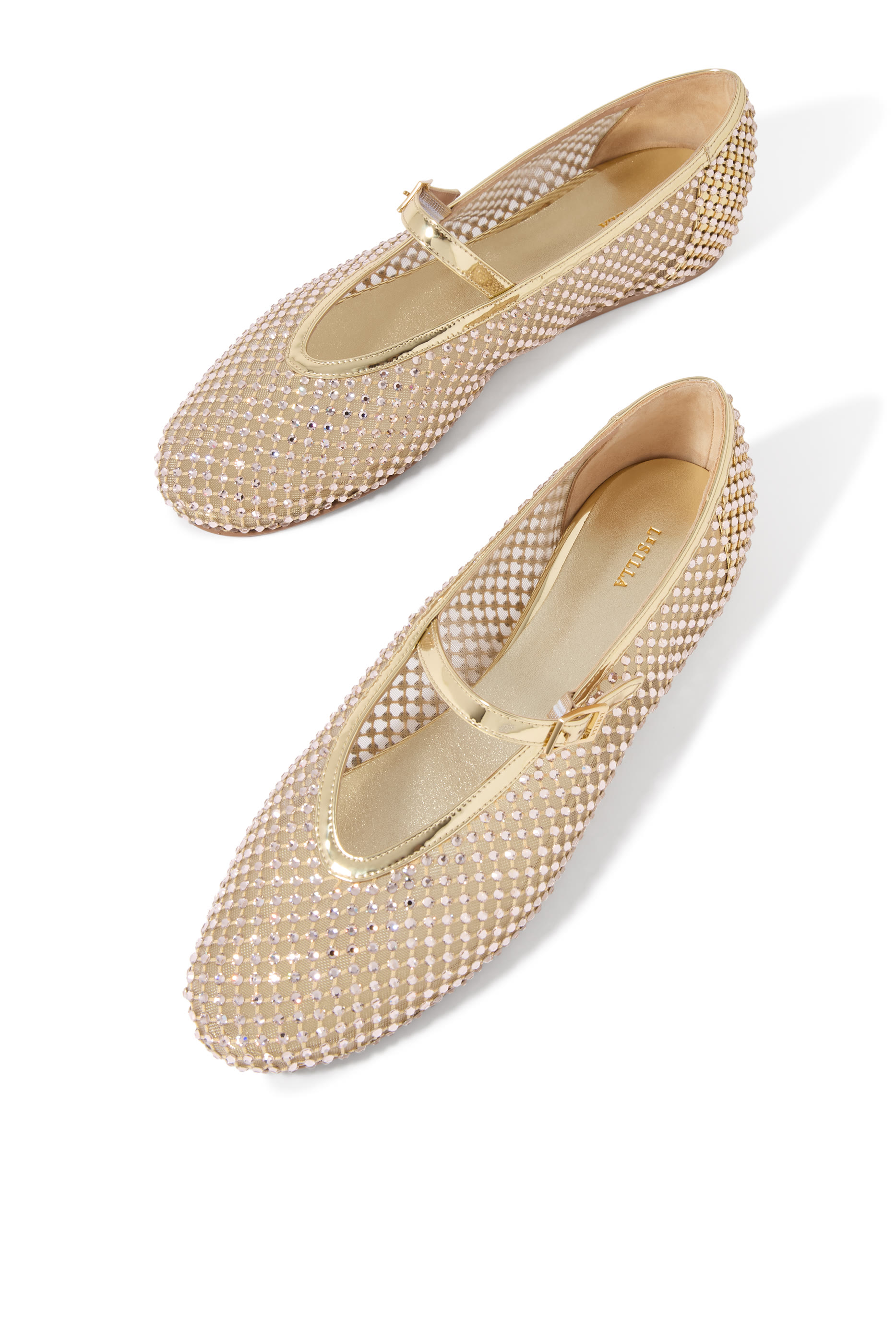  Pewter Fishnet Ballet Flat with Crystals
