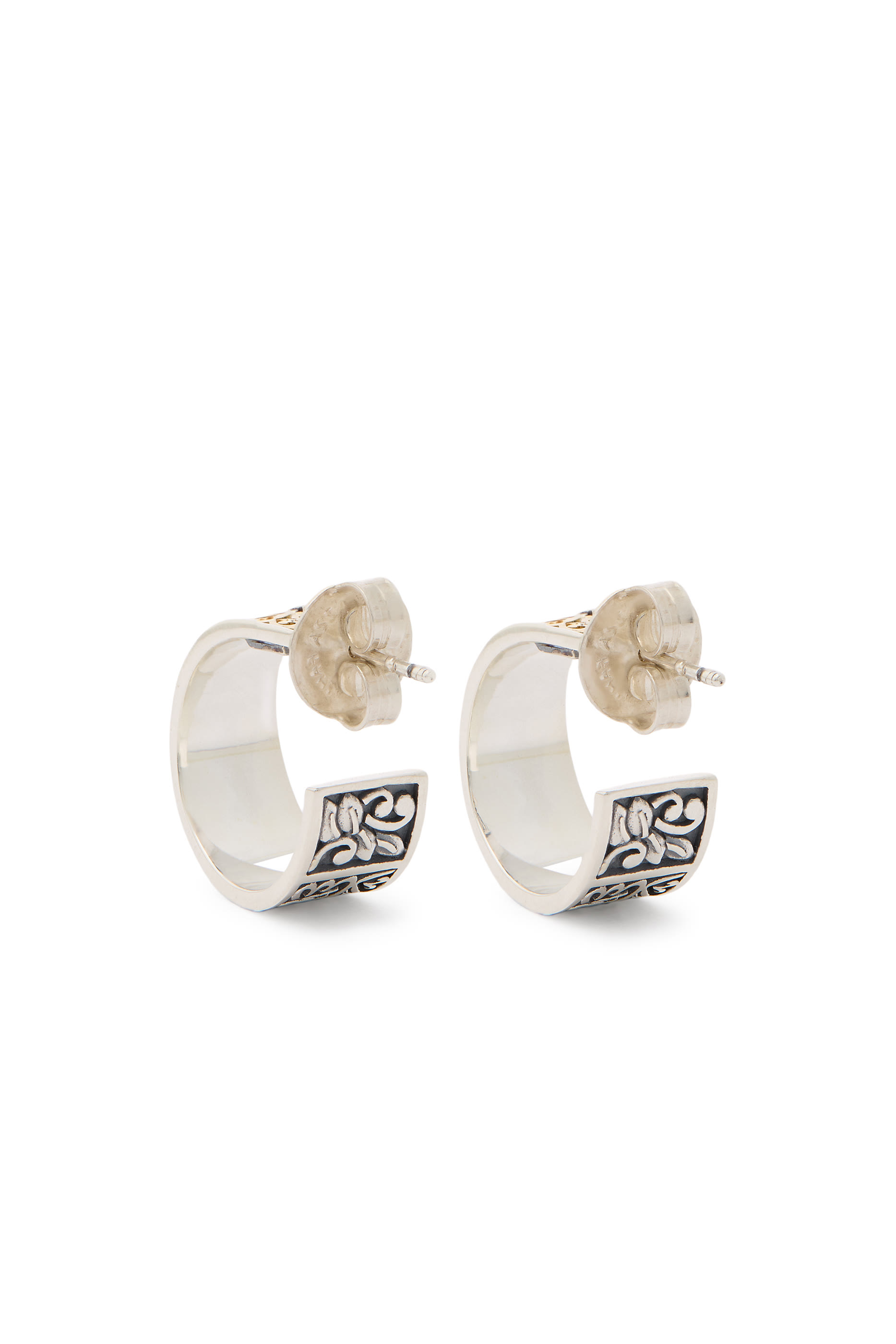 Blessings Happiness Safety Hoop Earrings, 18k Yellow Gold & Stainless Steel