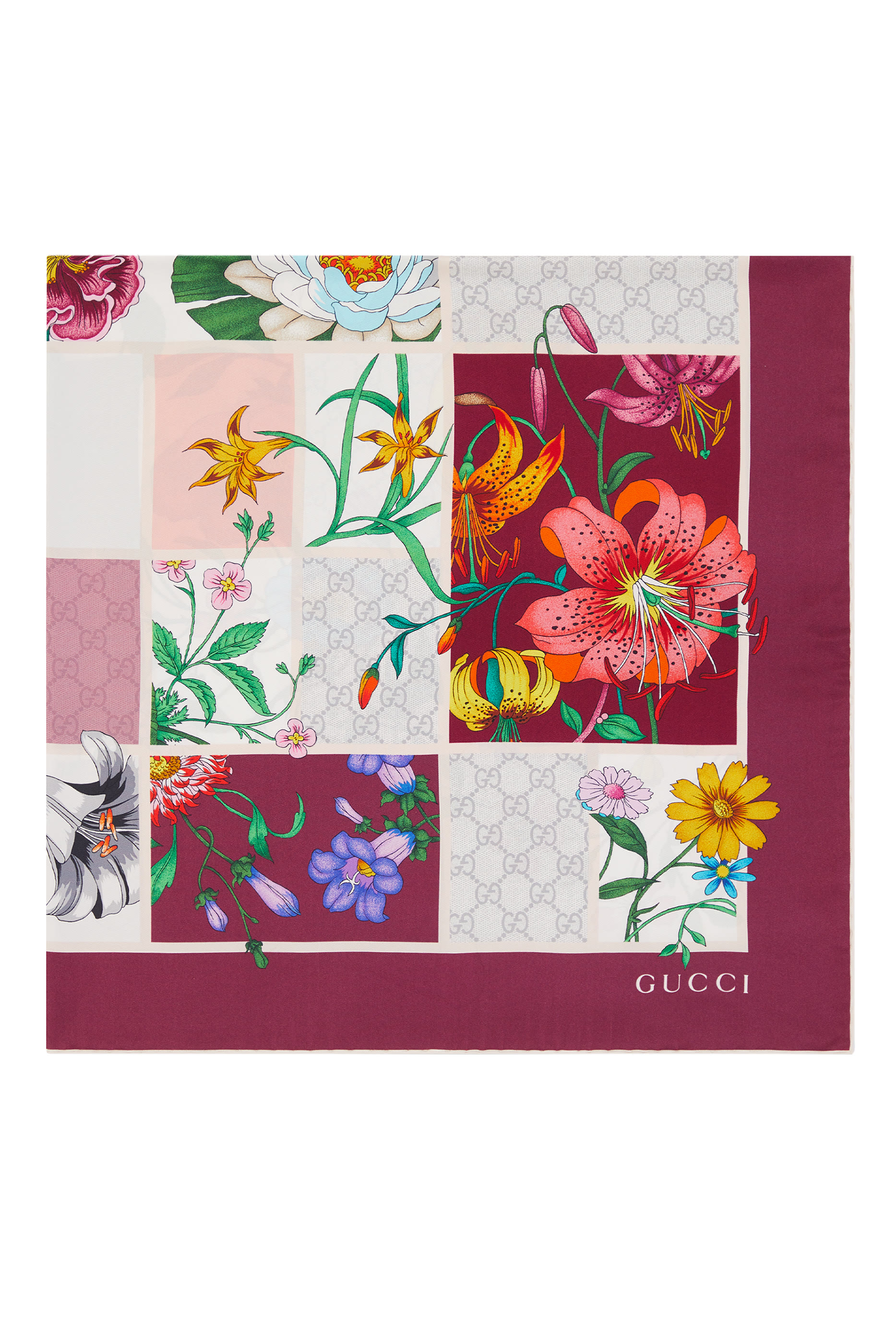 Printed Flora Silk Twill Carré 