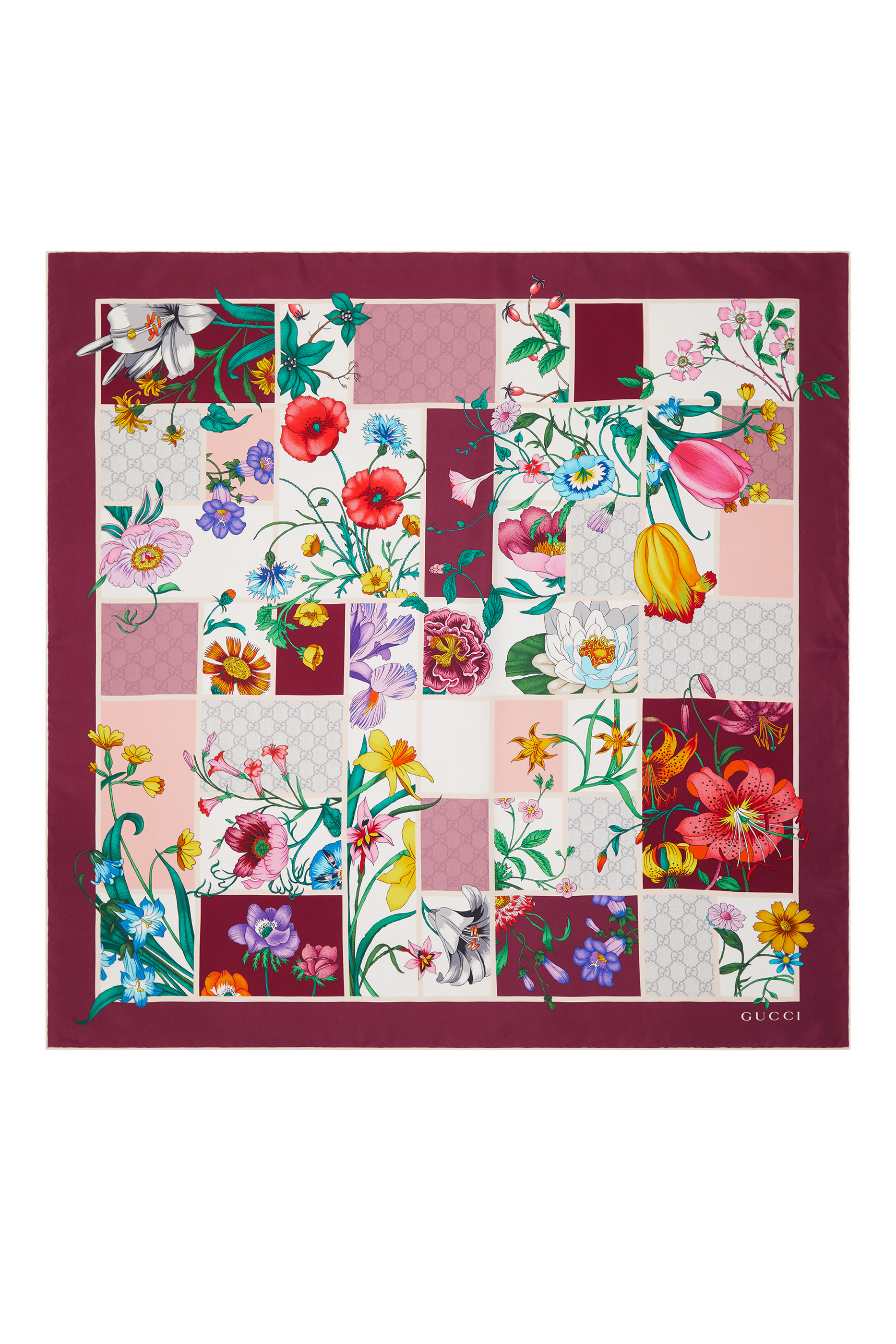 Printed Flora Silk Twill Carré 