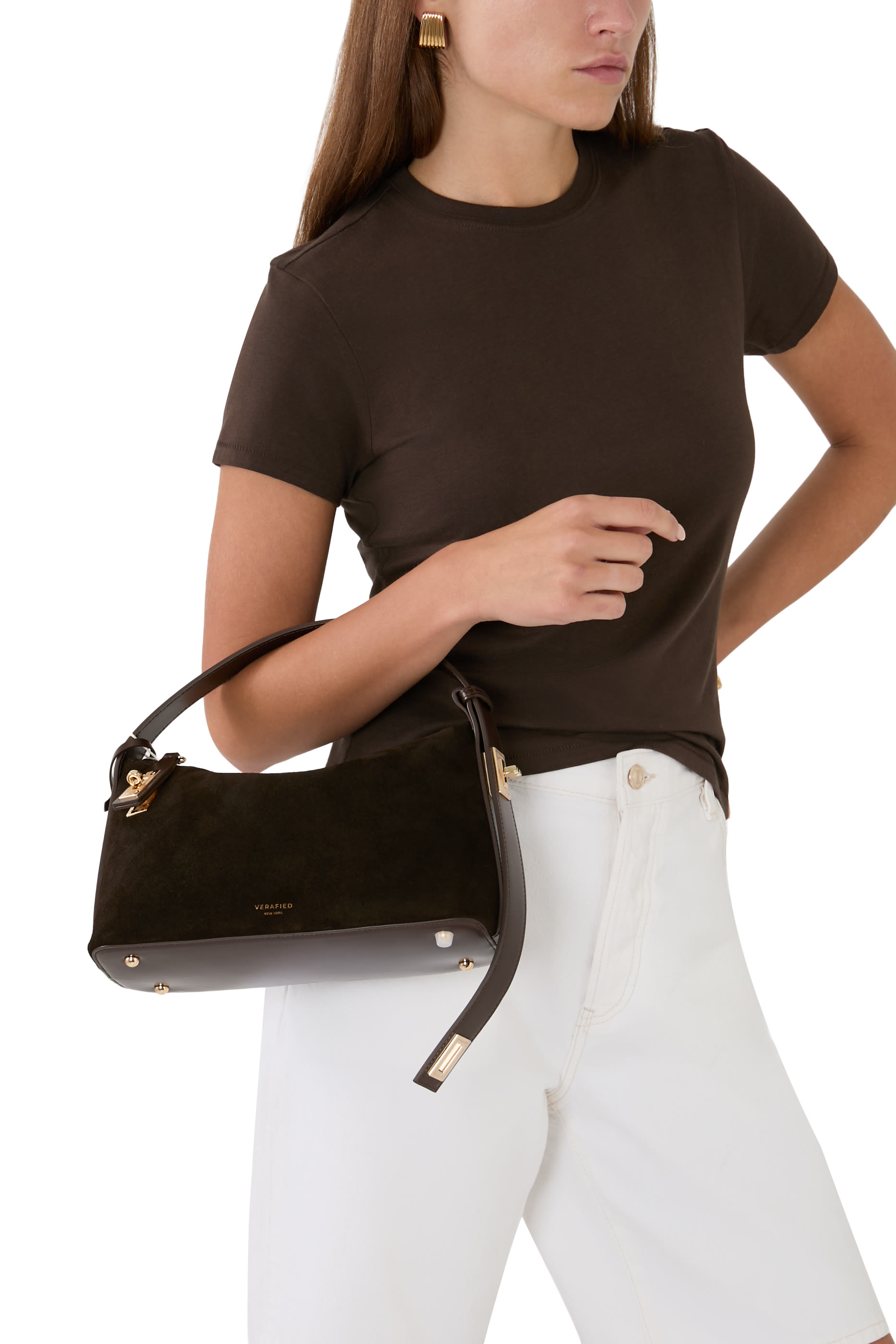 Gold Suede Hobo Bag