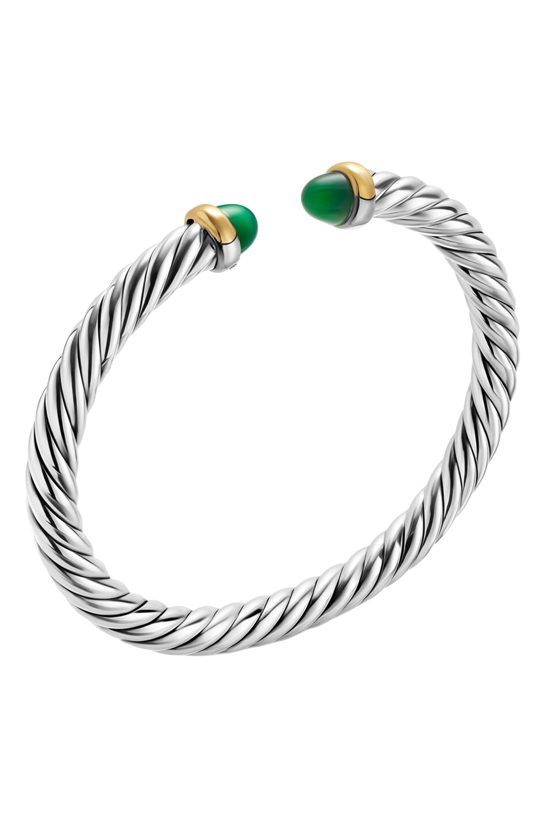 Cable Flex® Bracelet, Sterling Silver, 14k Yellow Gold & Onyx