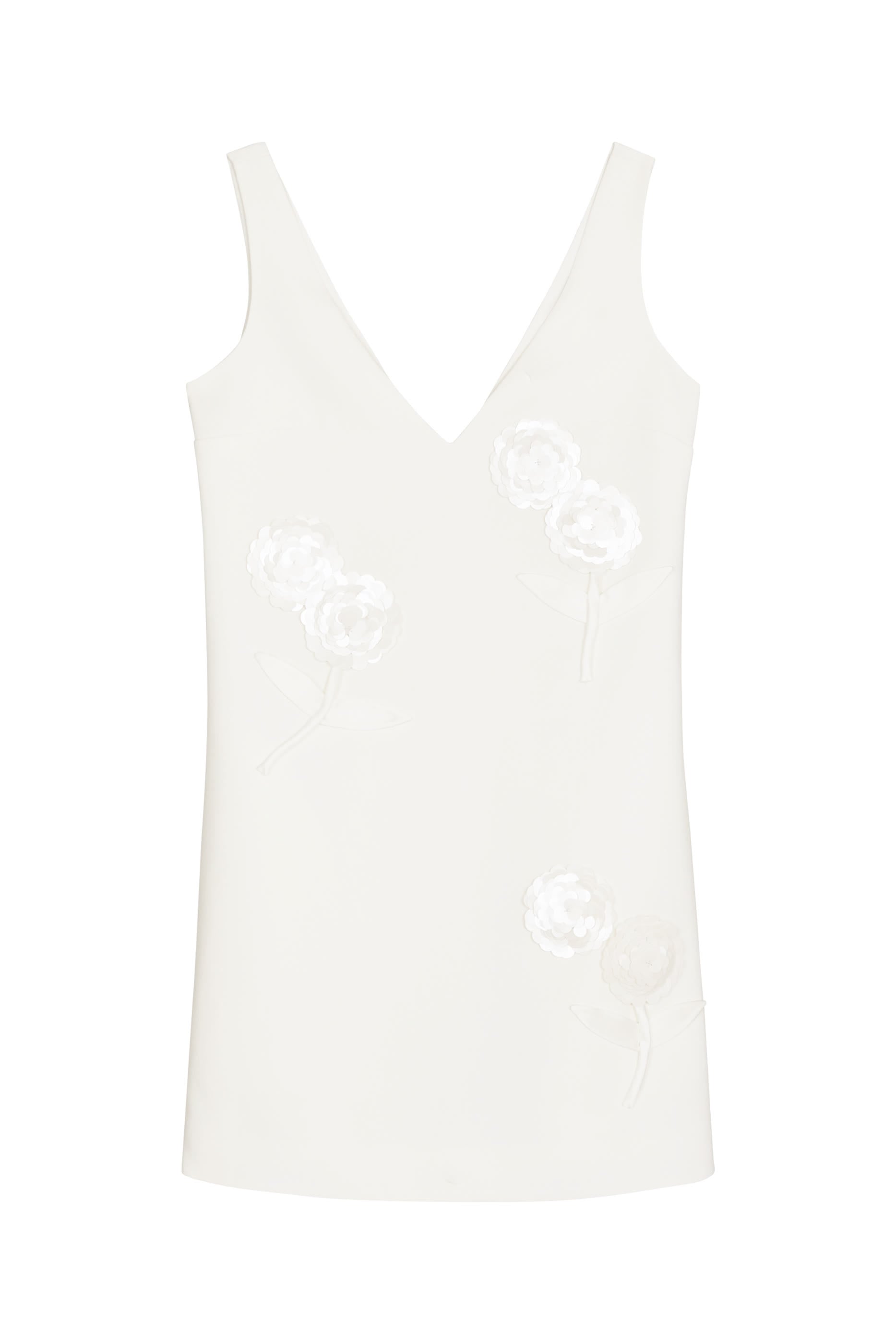 Crepe Embellished Flower Mini Dress