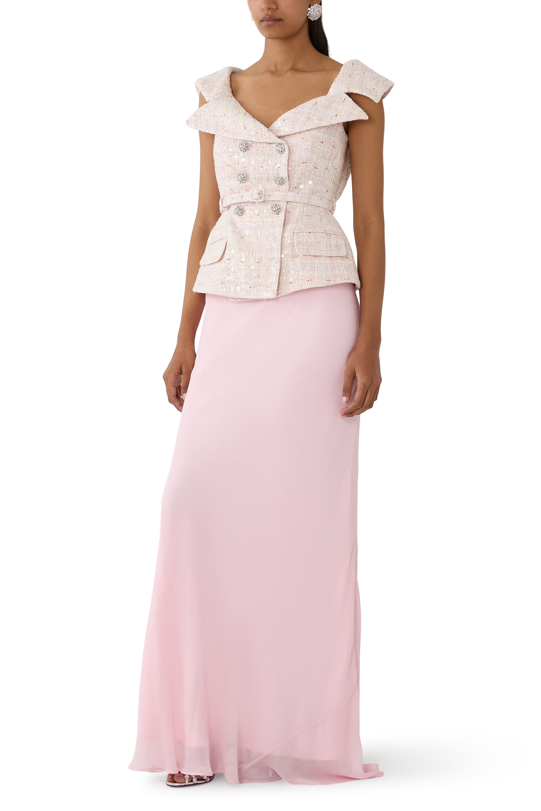 Sequin Bouclé Maxi Dress