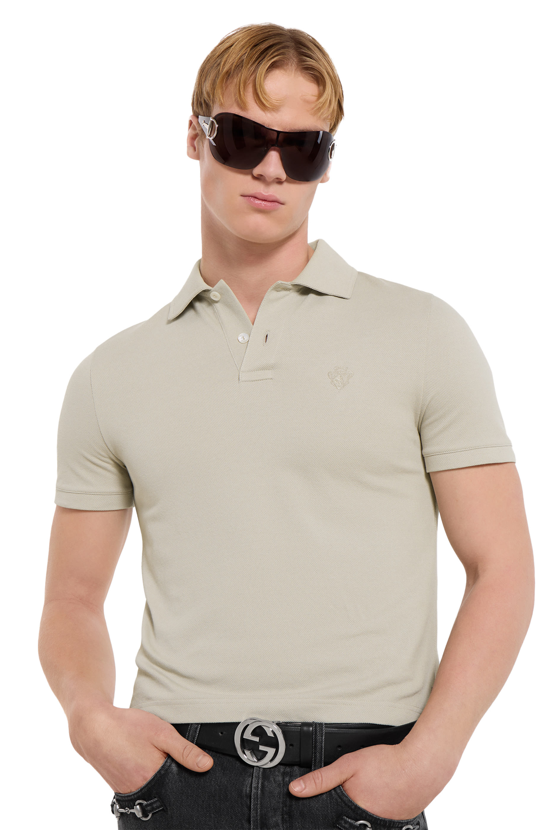 Cotton Piqué Polo Shirt with Embroidery