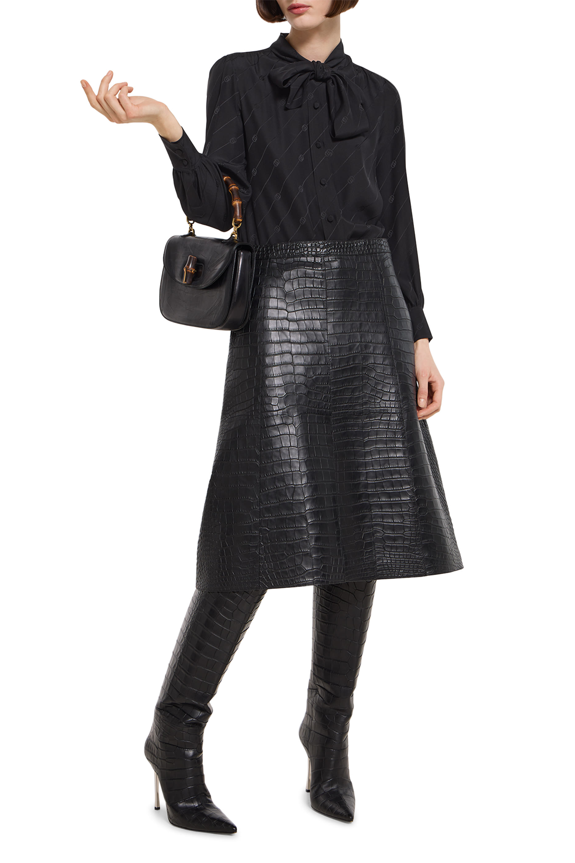 Silk Crêpe Satin Interlocking G Shirt