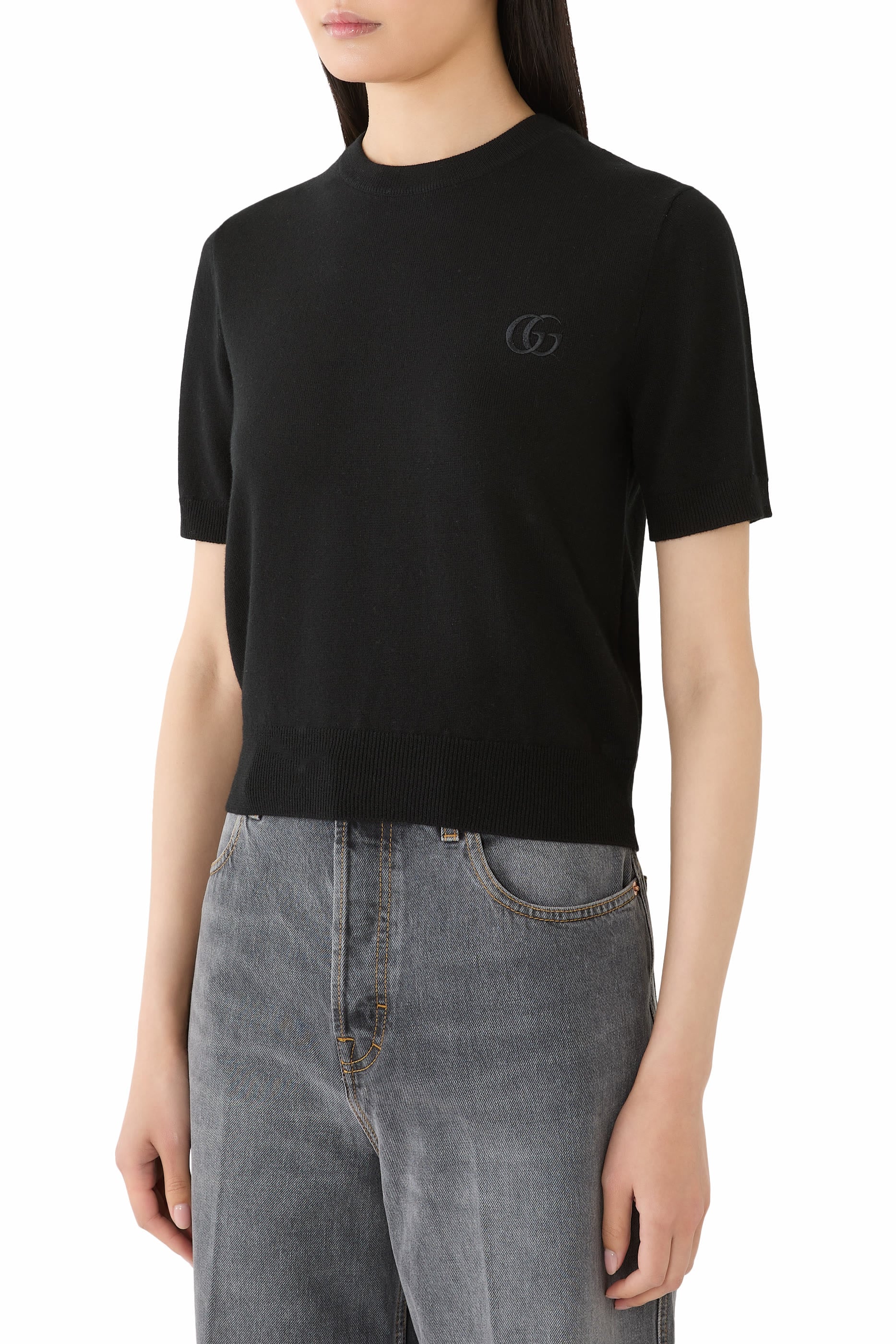 Knit Wool Top with Embroidery