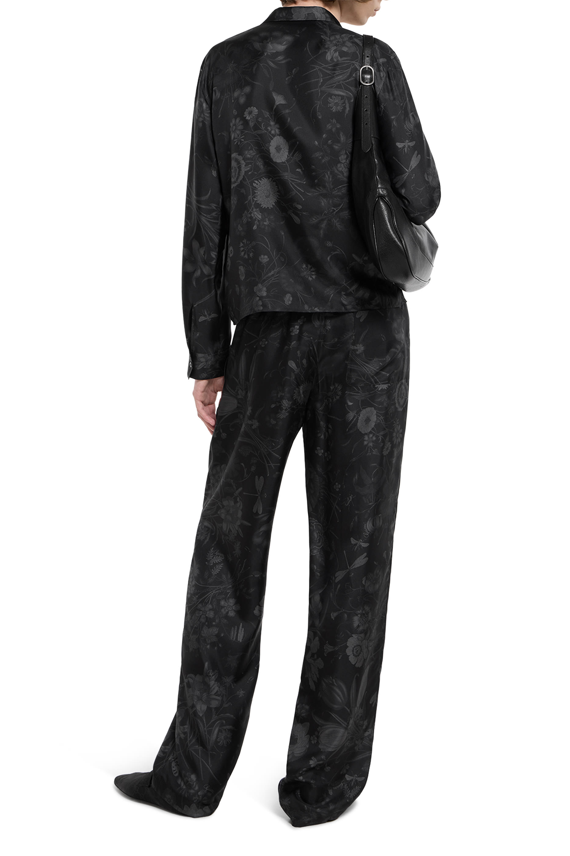 All-Over Logo Flora Print Silk Twill Pants