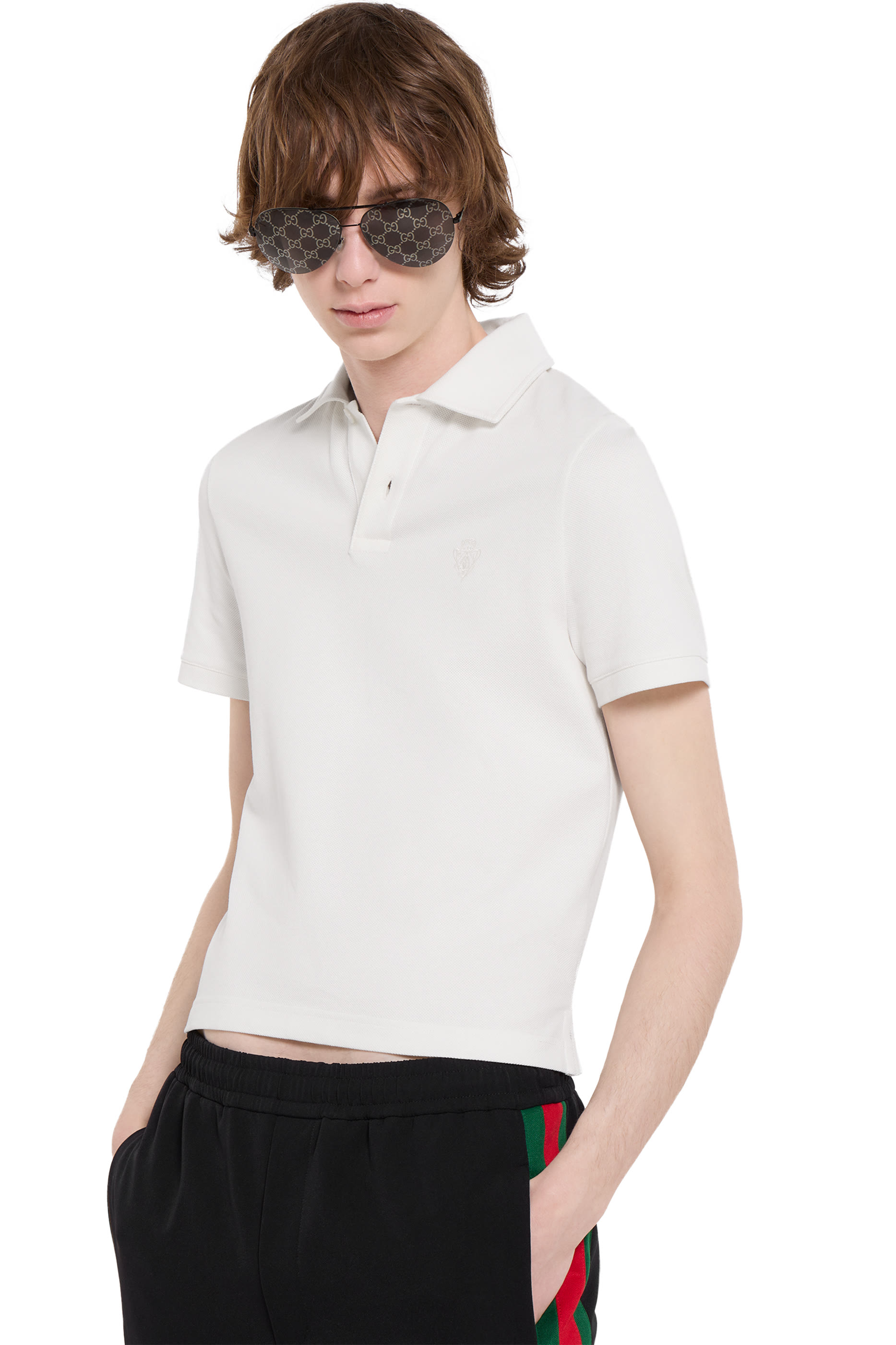 Cotton Piqué Polo Shirt with Embroidery