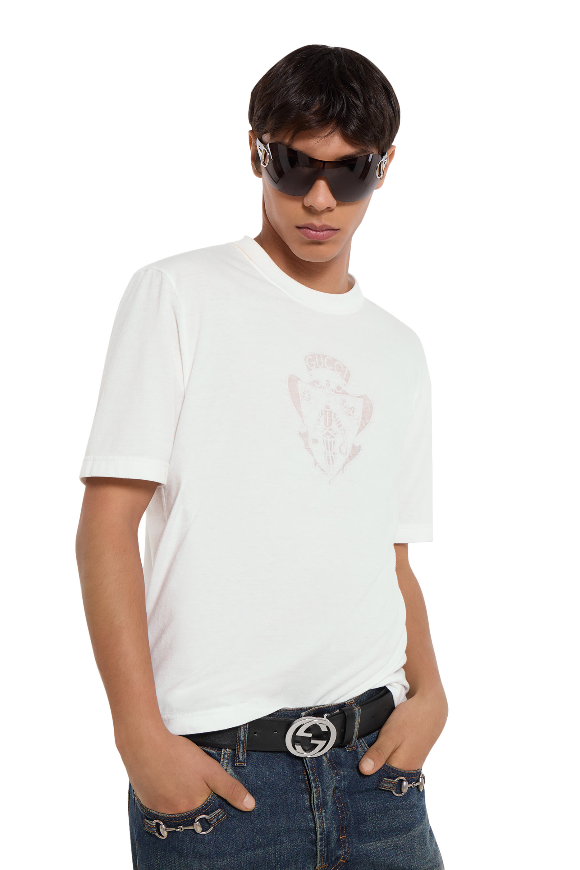  Cotton Jersey T-Shirt with Devoré Detail